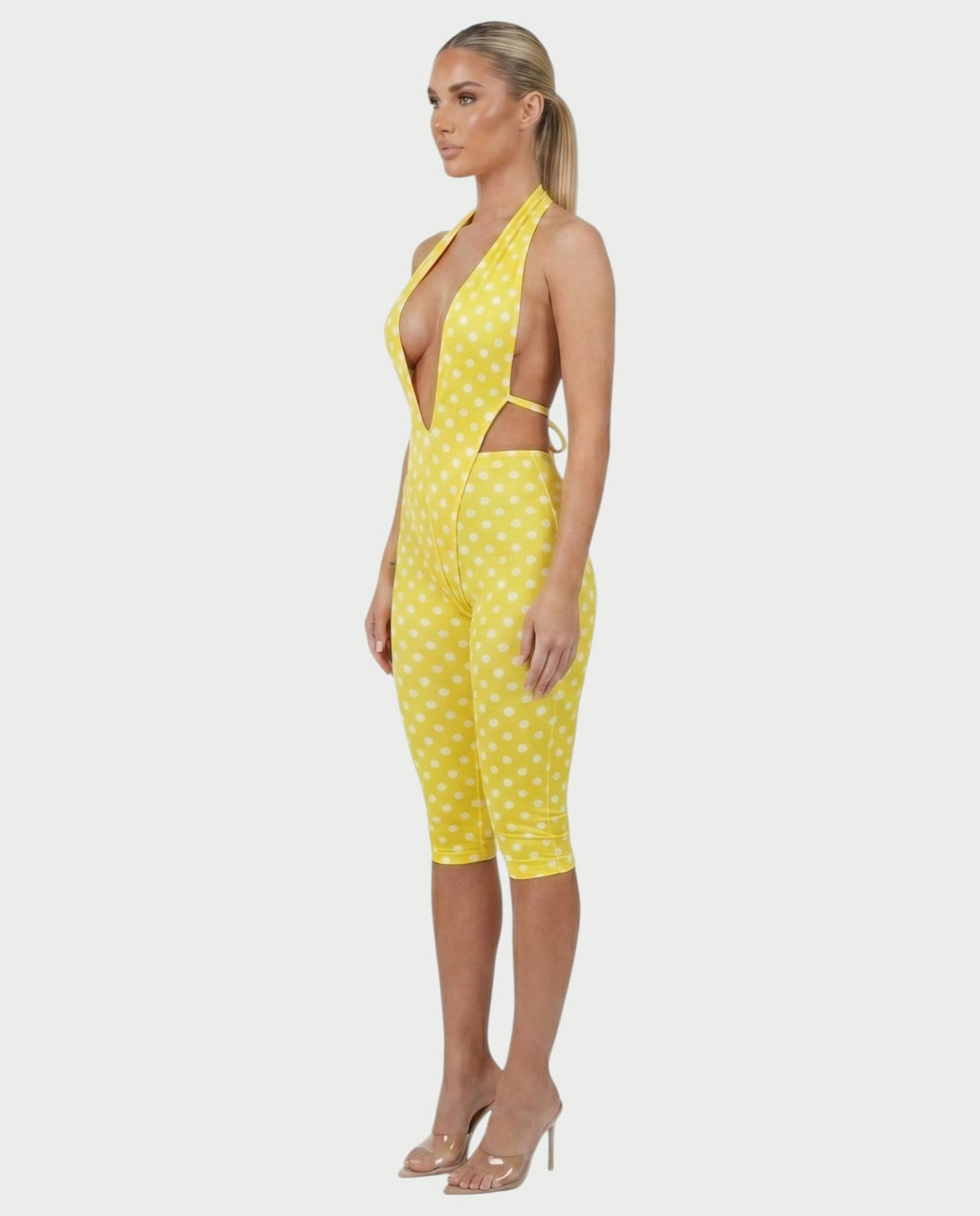 ELYNDRA Open Back Tie-Waist Polka Dot Romper