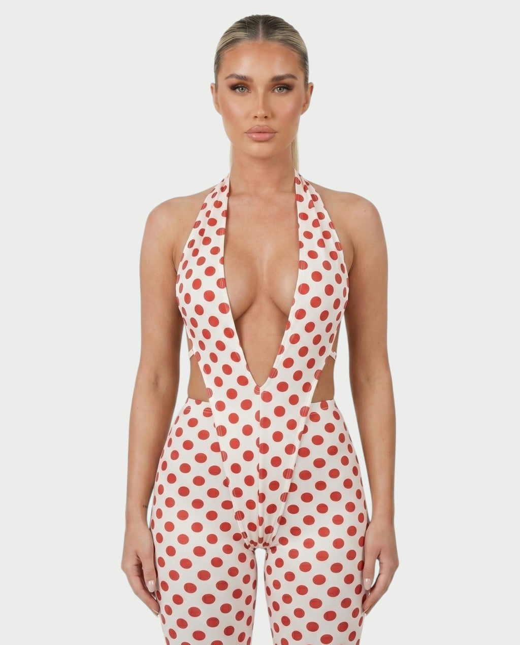 ELYNDRA Open Back Tie-Waist Polka Dot Romper
