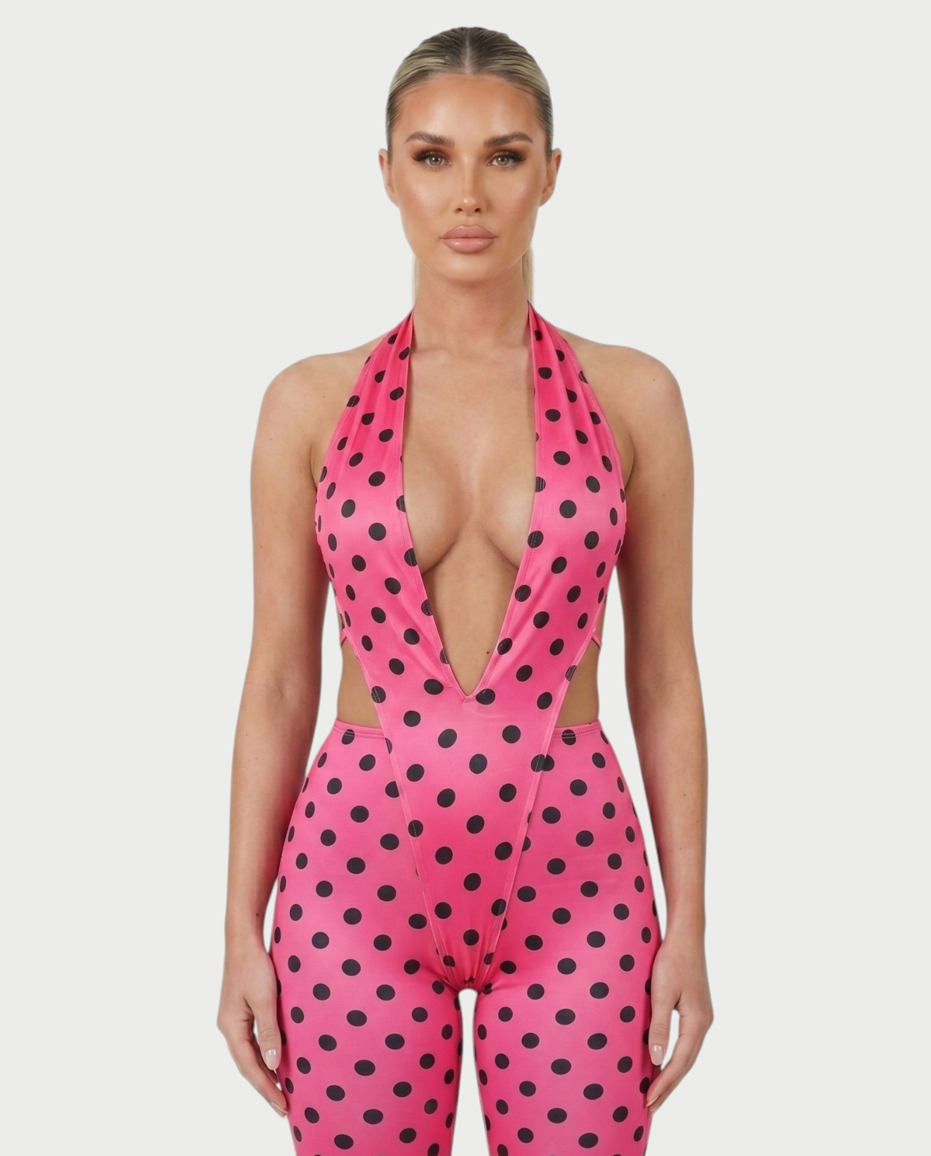 ELYNDRA Open Back Tie-Waist Polka Dot Romper