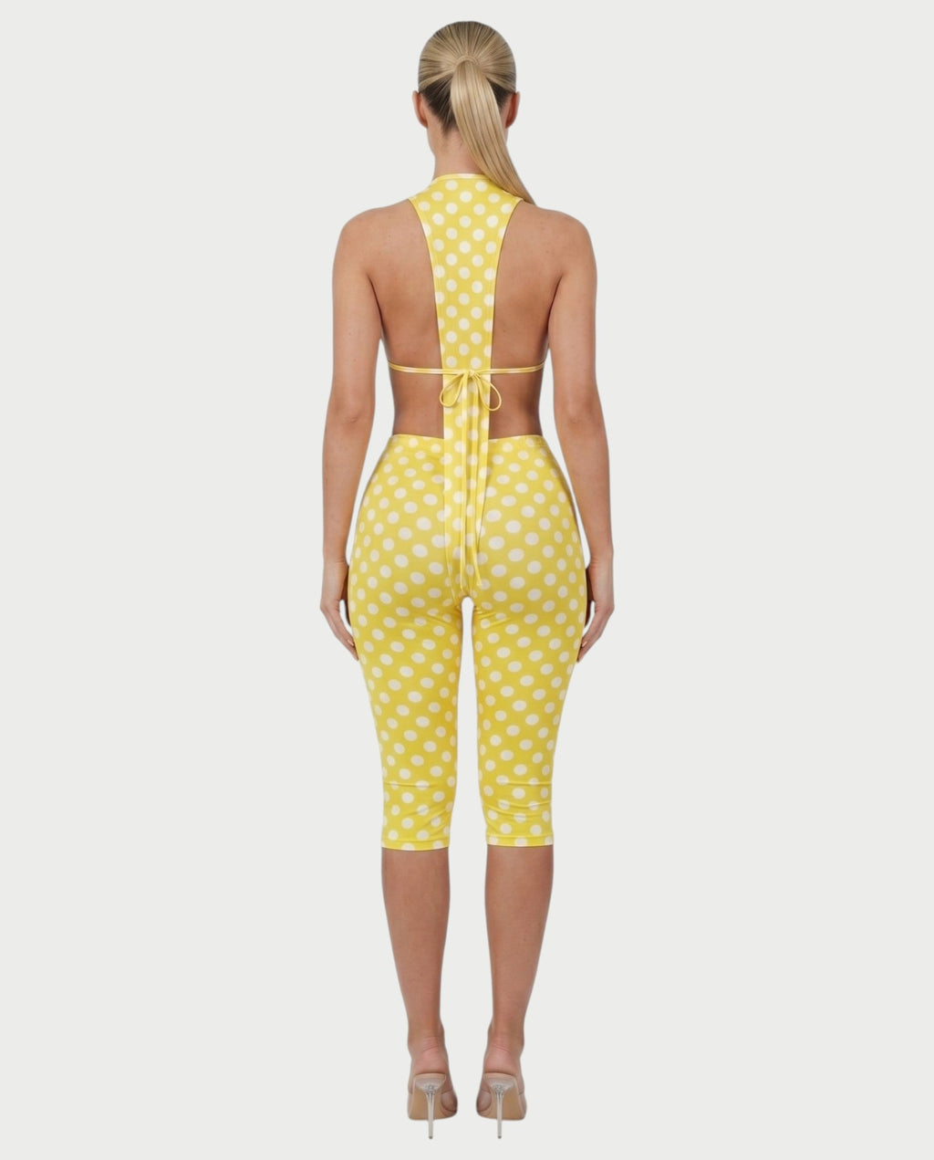 ELYNDRA Open Back Tie-Waist Polka Dot Romper