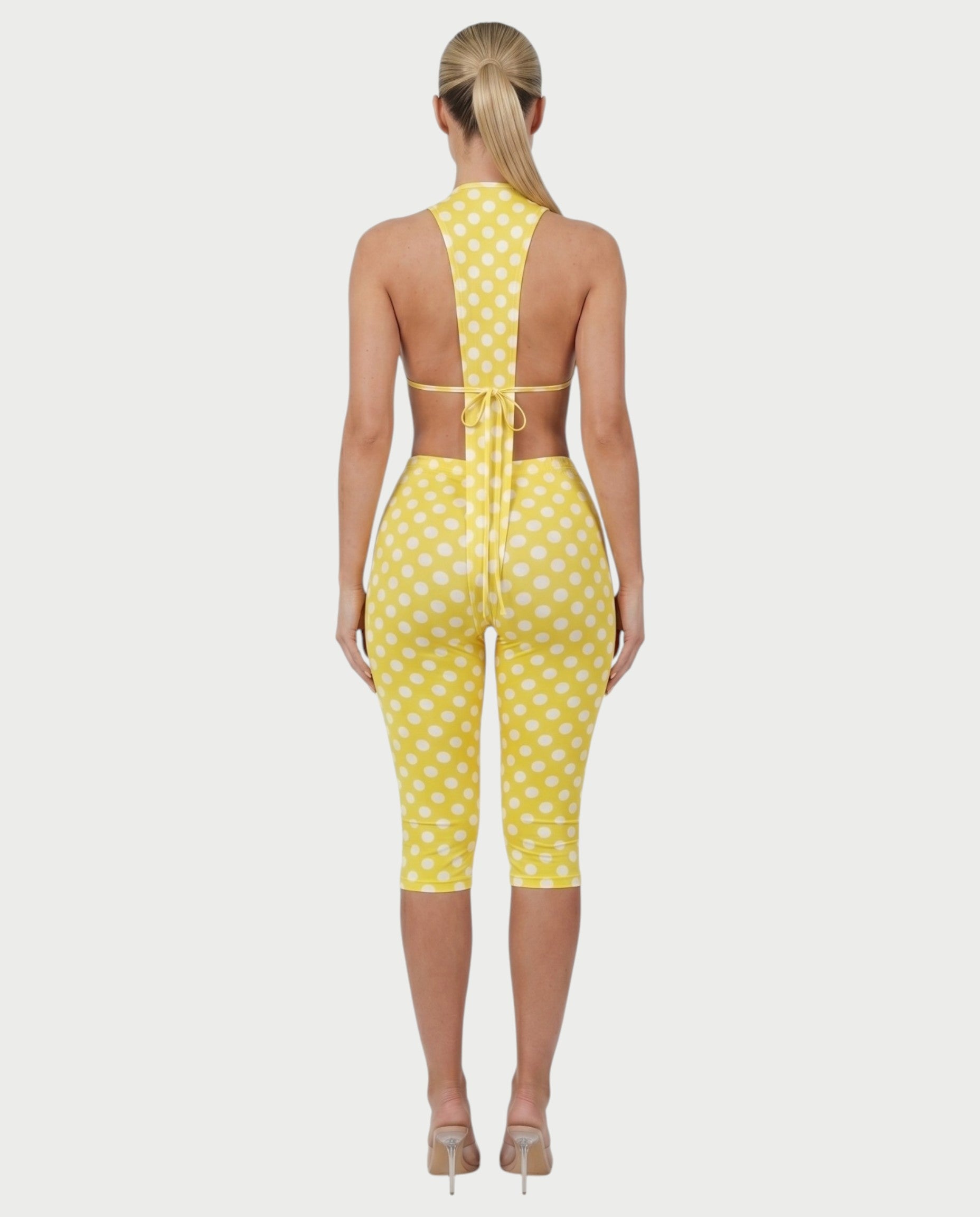 ELYNDRA Open Back Tie-Waist Polka Dot Romper
