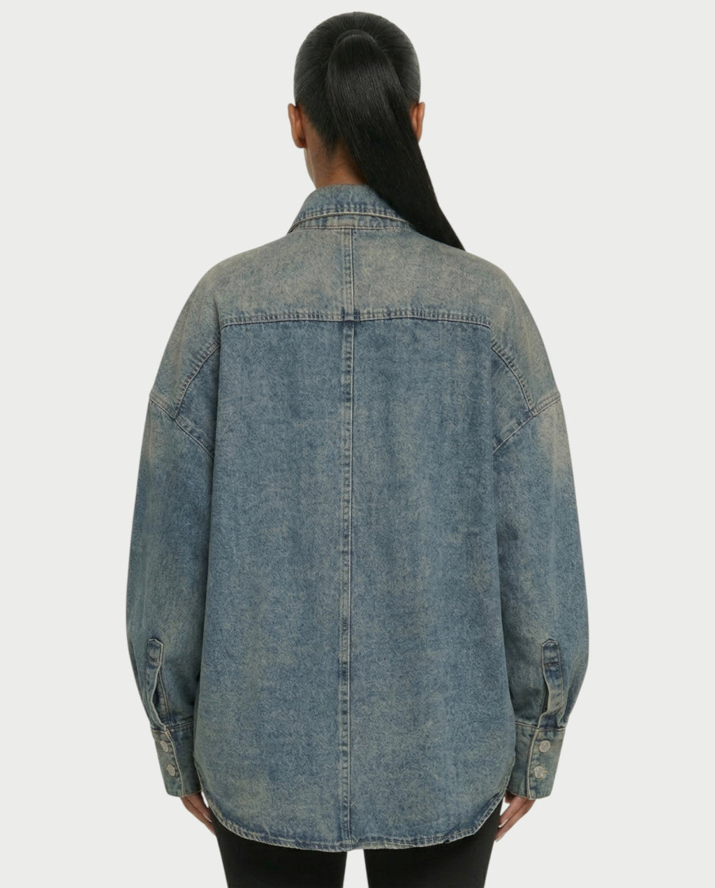JOVIE Washed Denim Oversized Shirt Jacket
