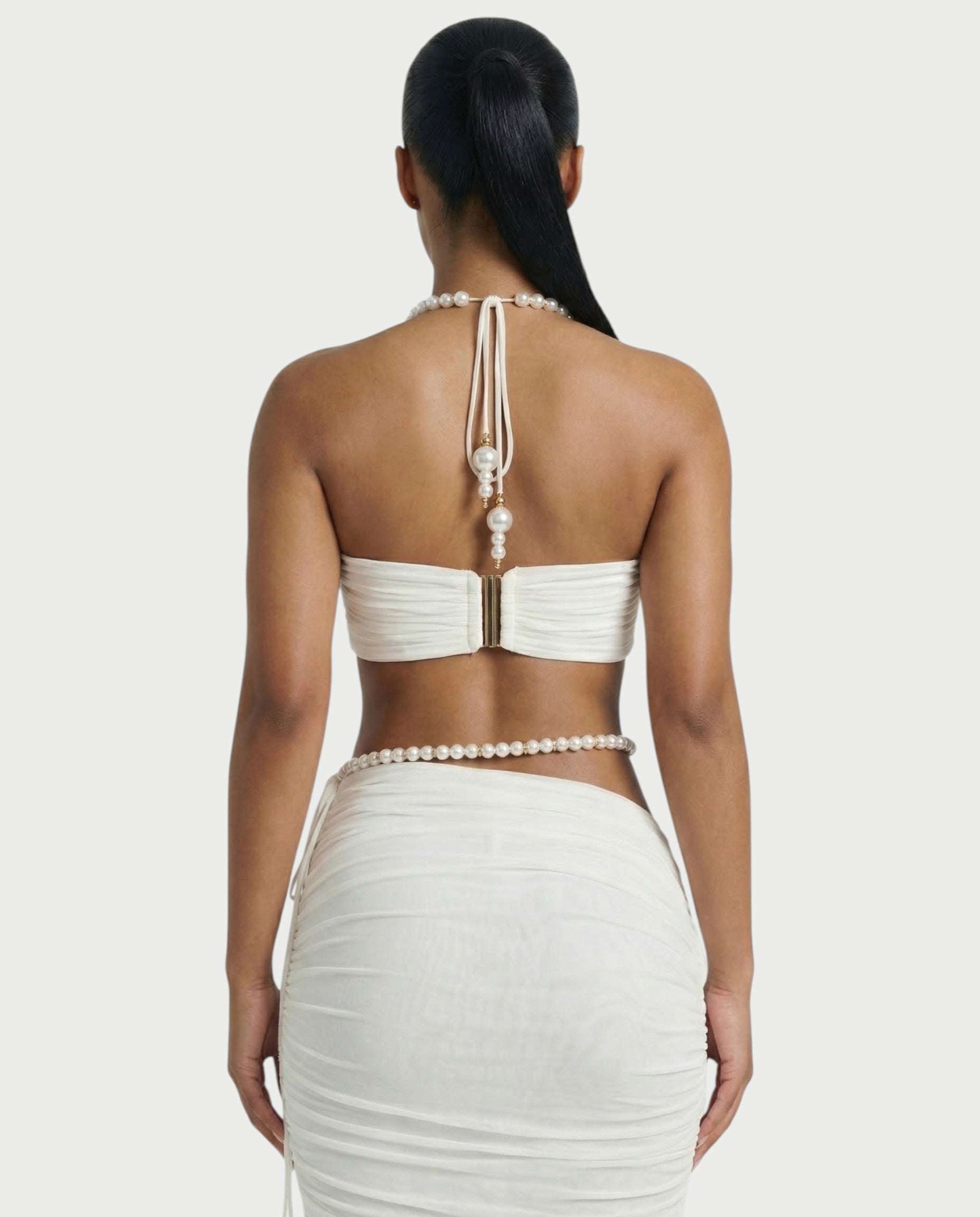 ASELA Pearl Halter Neck Top & Maxi Skirt Set