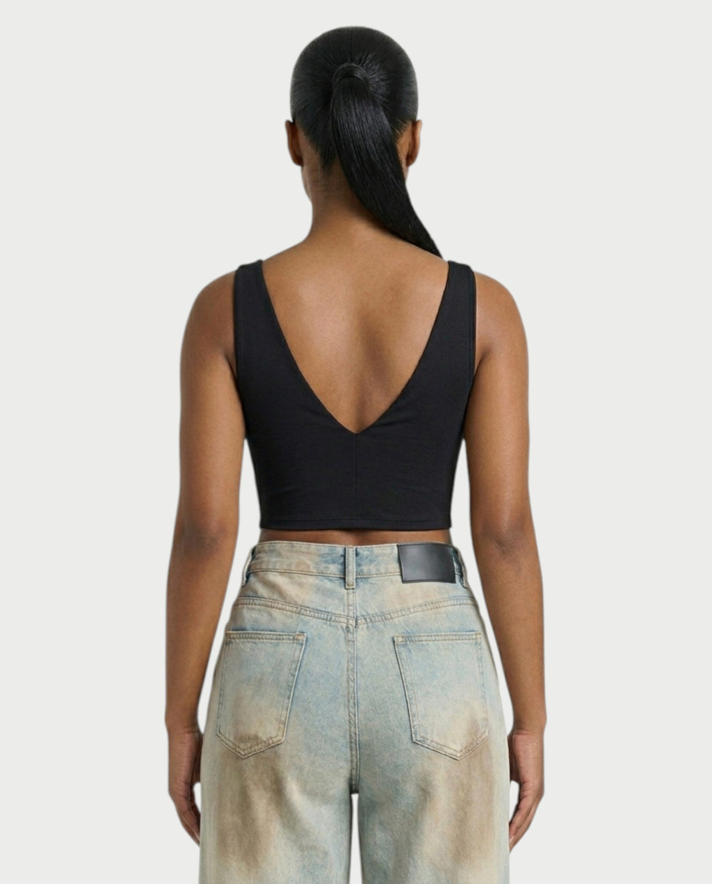 SALIE Deep V-Neck Sleeveless Crop Top
