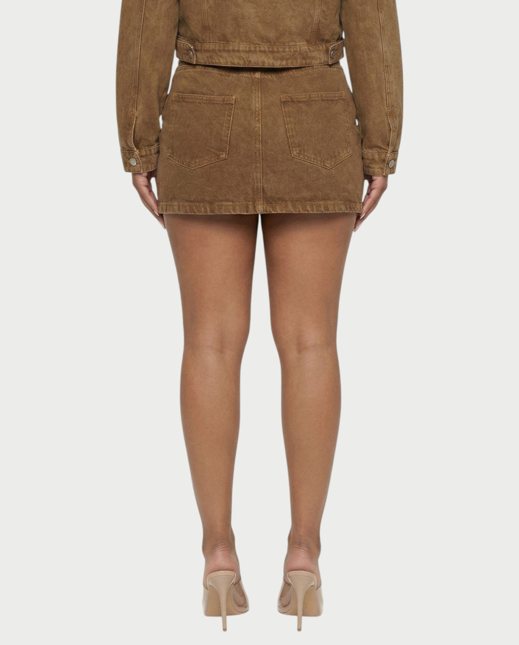 ROXIE Washed Denim Jacket with Scarf & Mini Skirt Set