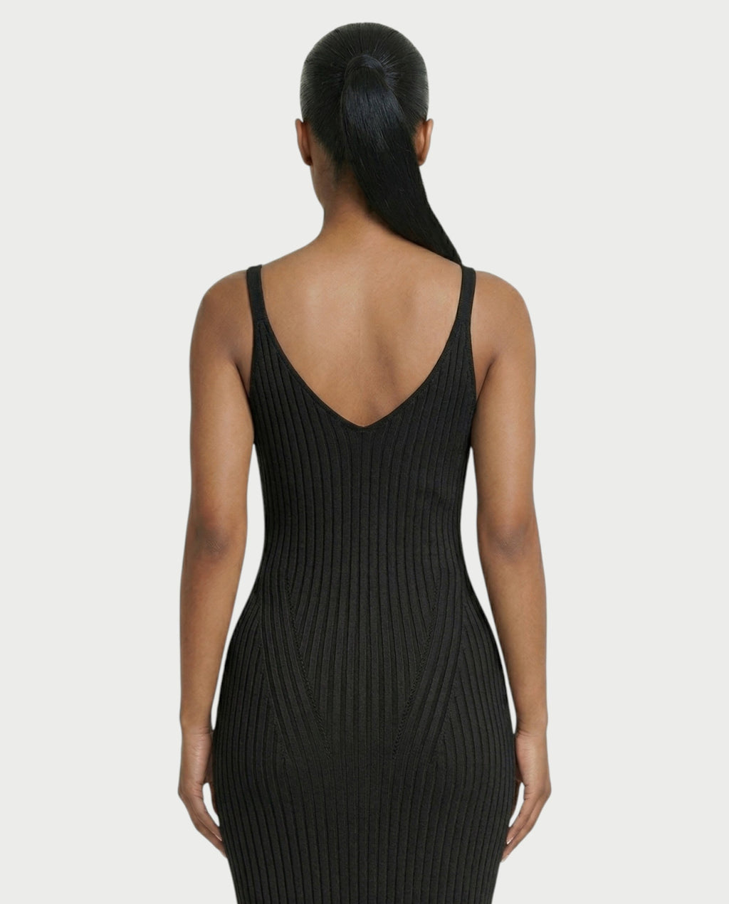 CARYS Ribbed Knit V-Neck Maxi Dress