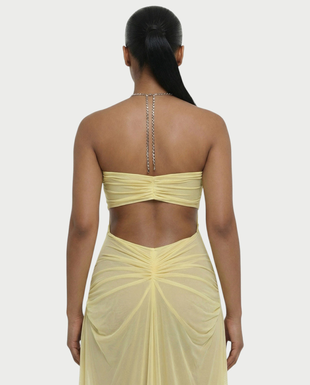 ALUMA Crystal Chain Sheer Flow Maxi Dress