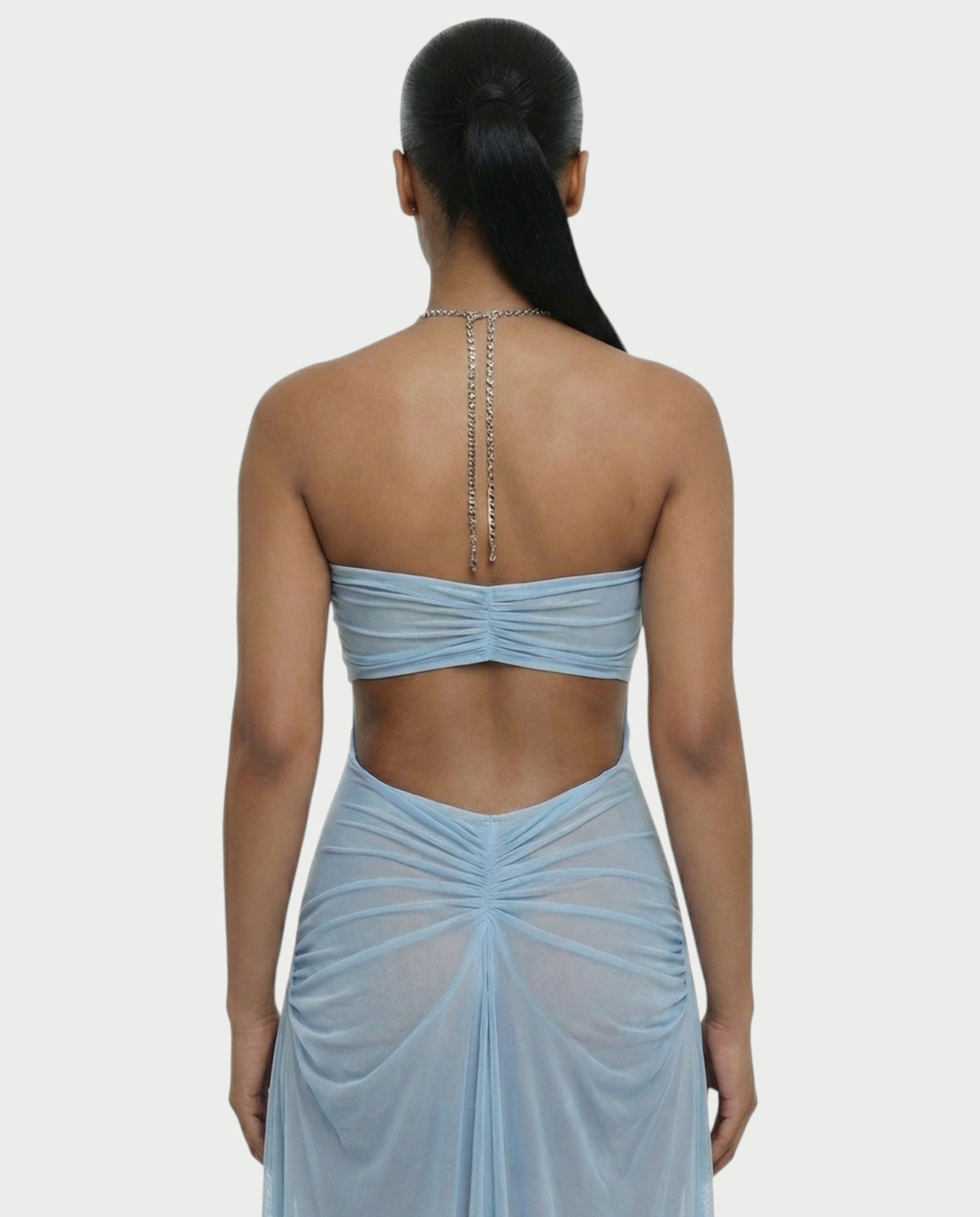 ALUMA Crystal Chain Sheer Flow Maxi Dress