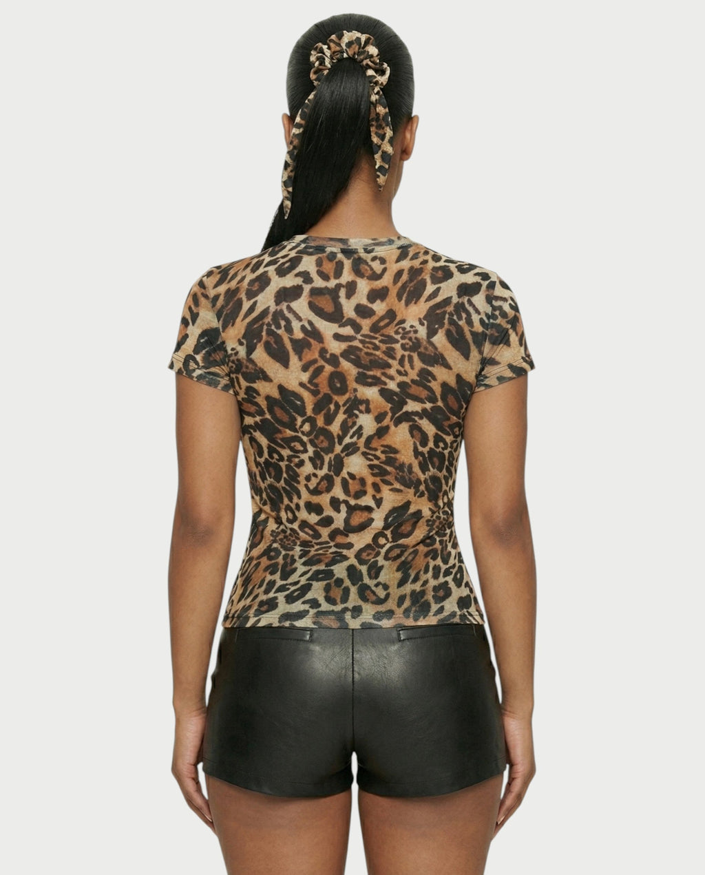 ALENYA Animal Print Crew Neck Short-Sleeve Top