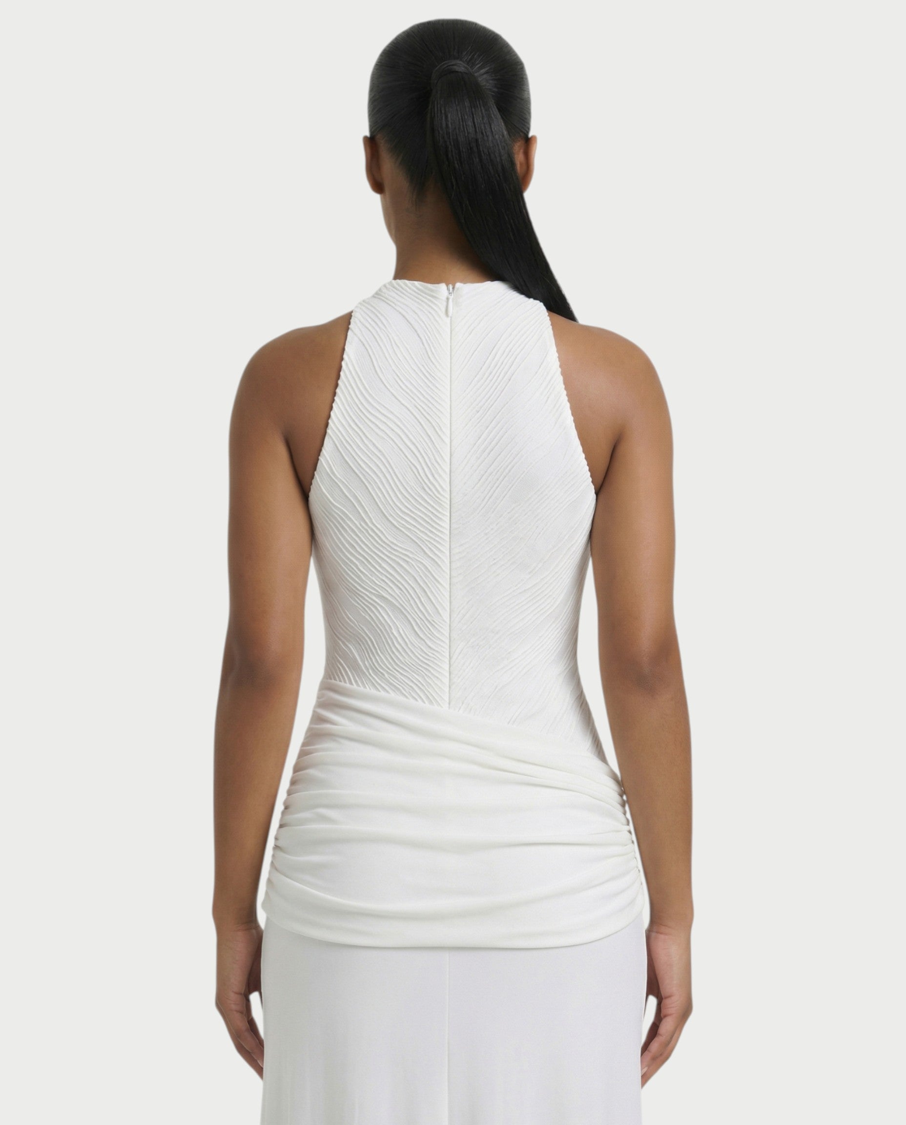 ANIYA Halter Draped A Line Maxi Dress