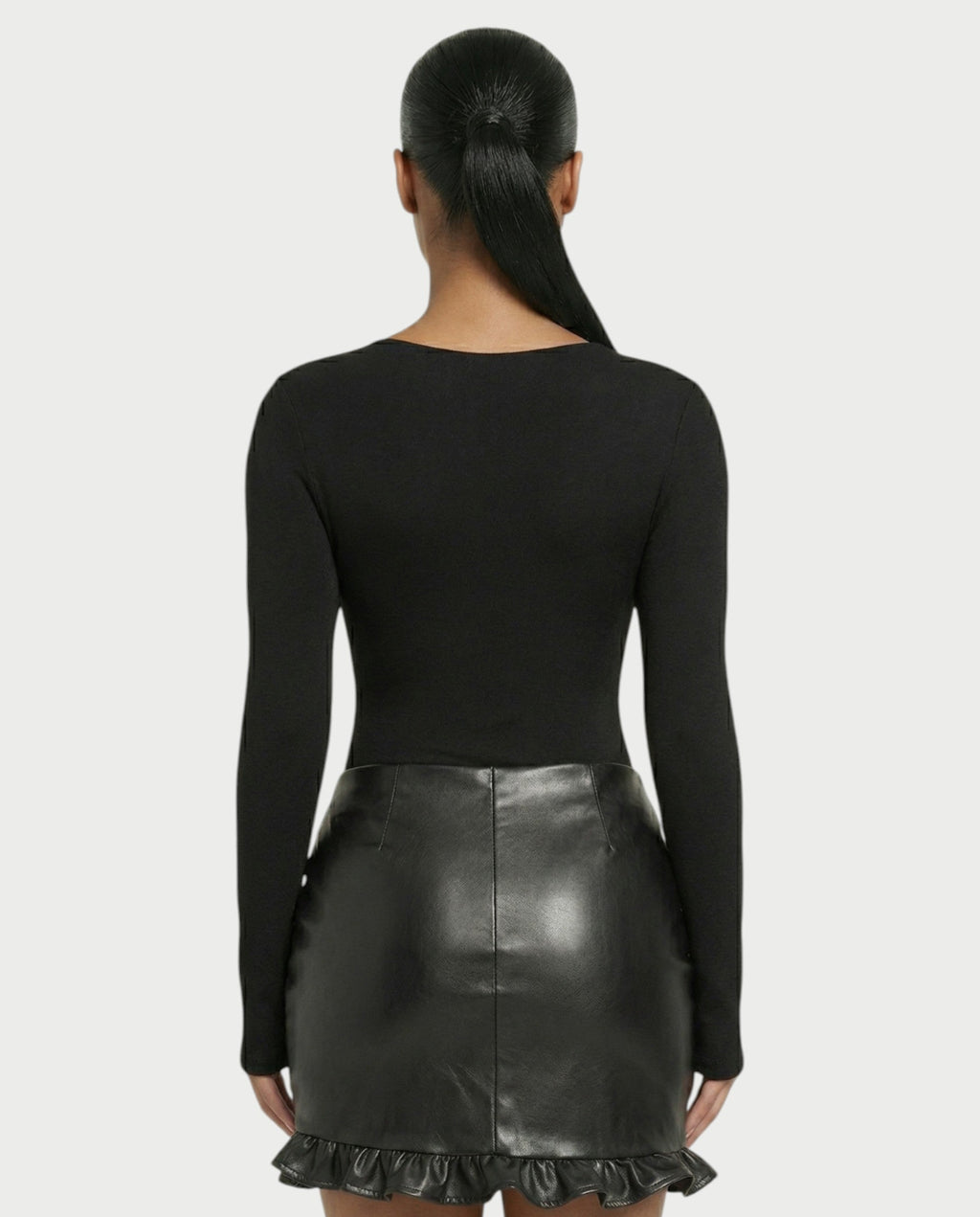 TARAE Twisted Faux Leather Mini Dress