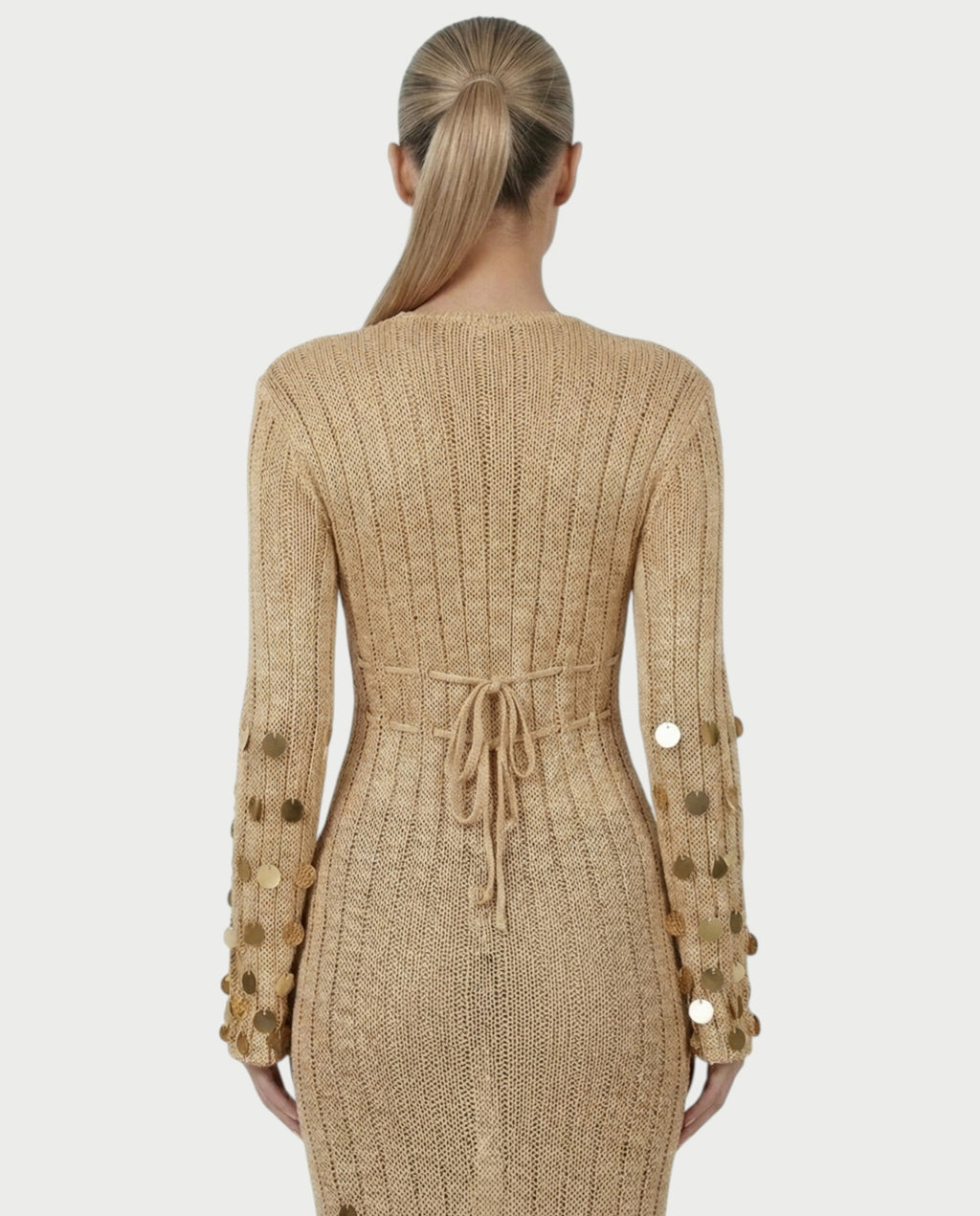 LERAYA Deep Plunge Knit Sequin Maxi Dress