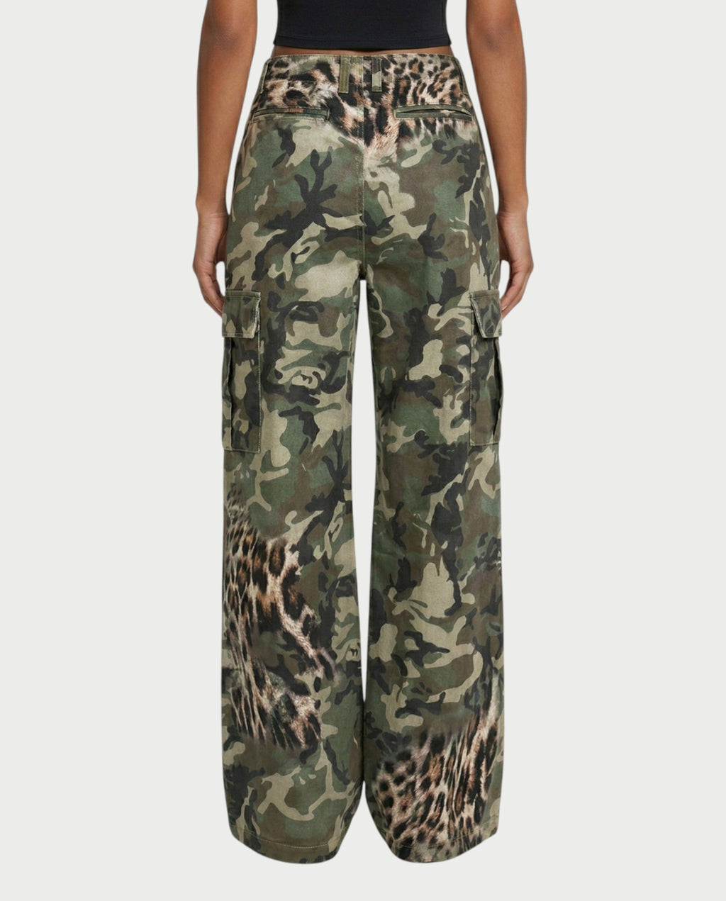 DIONE Camo & Leopard Graphic Cargo Pants