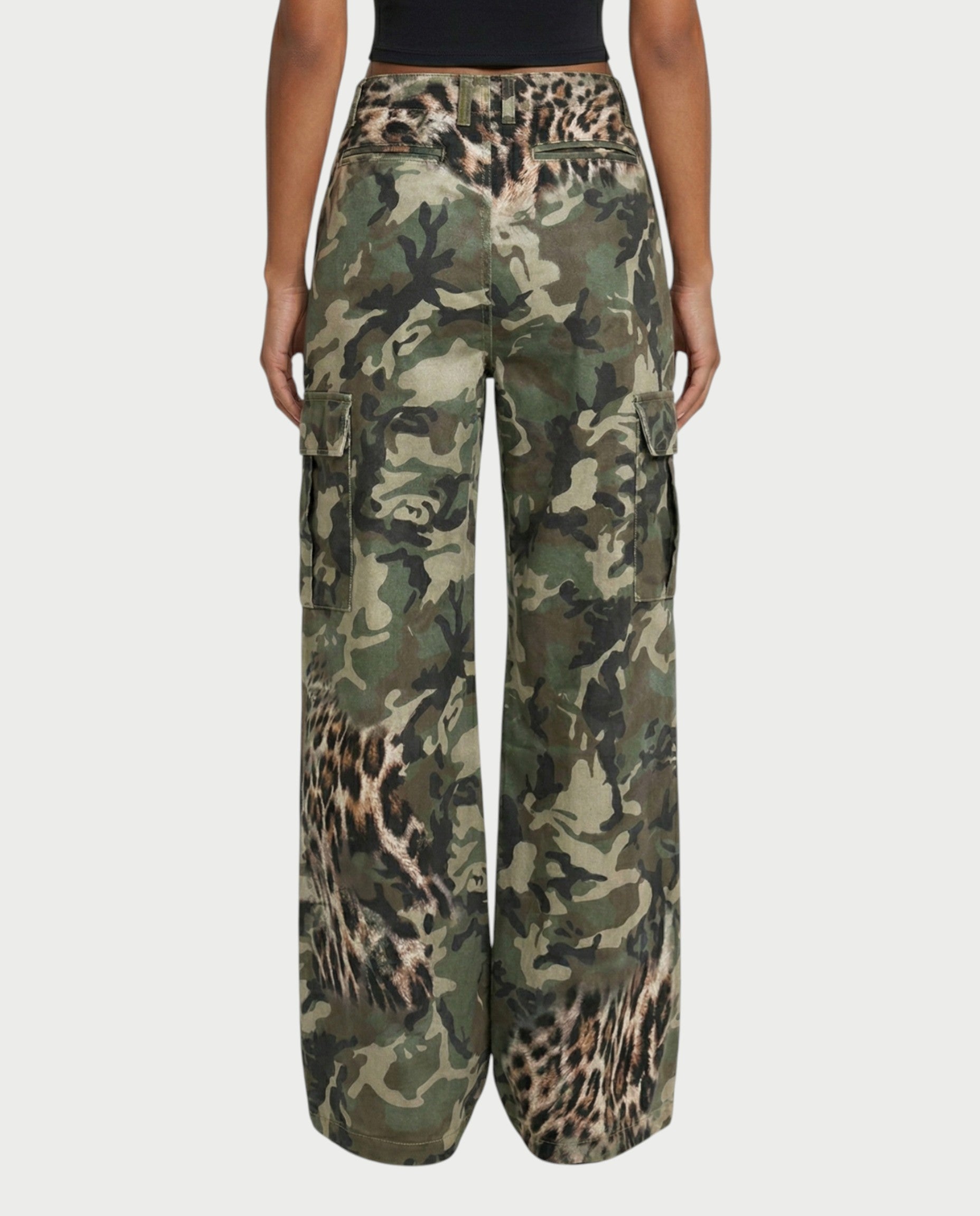 DIONE Camo & Leopard Graphic Cargo Pants