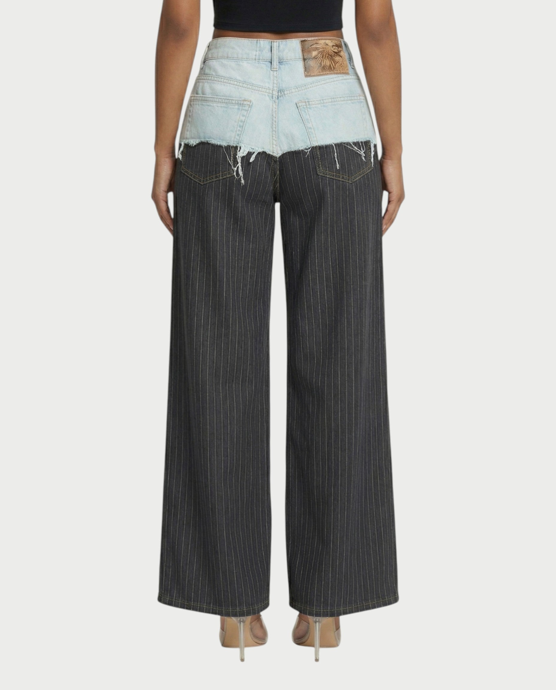 GIAZA Denim & Pinstripe Trouser Pants