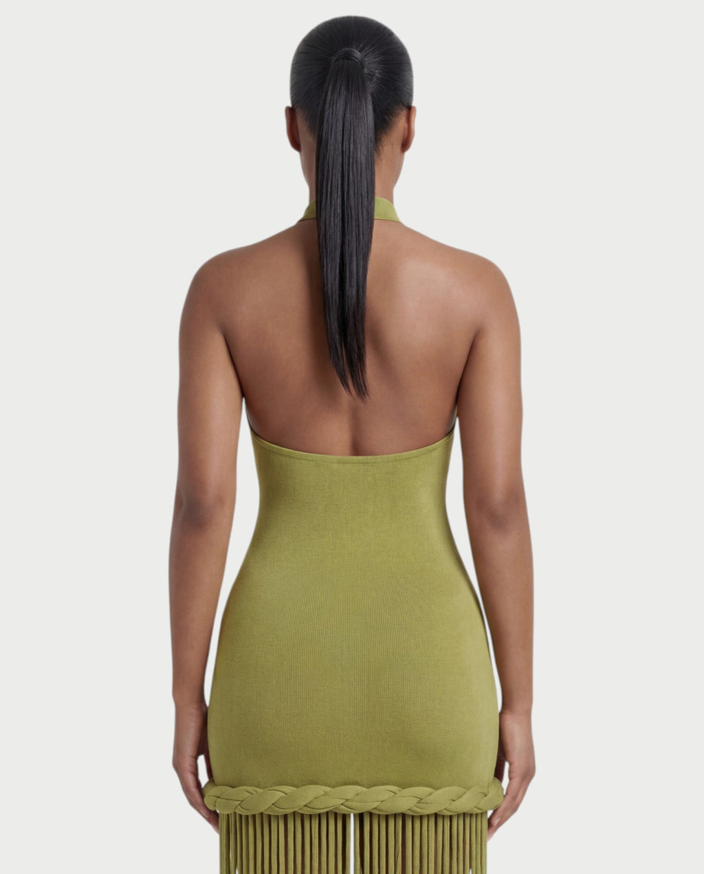 NIARA Braided Hem Bodycon Maxi Dress
