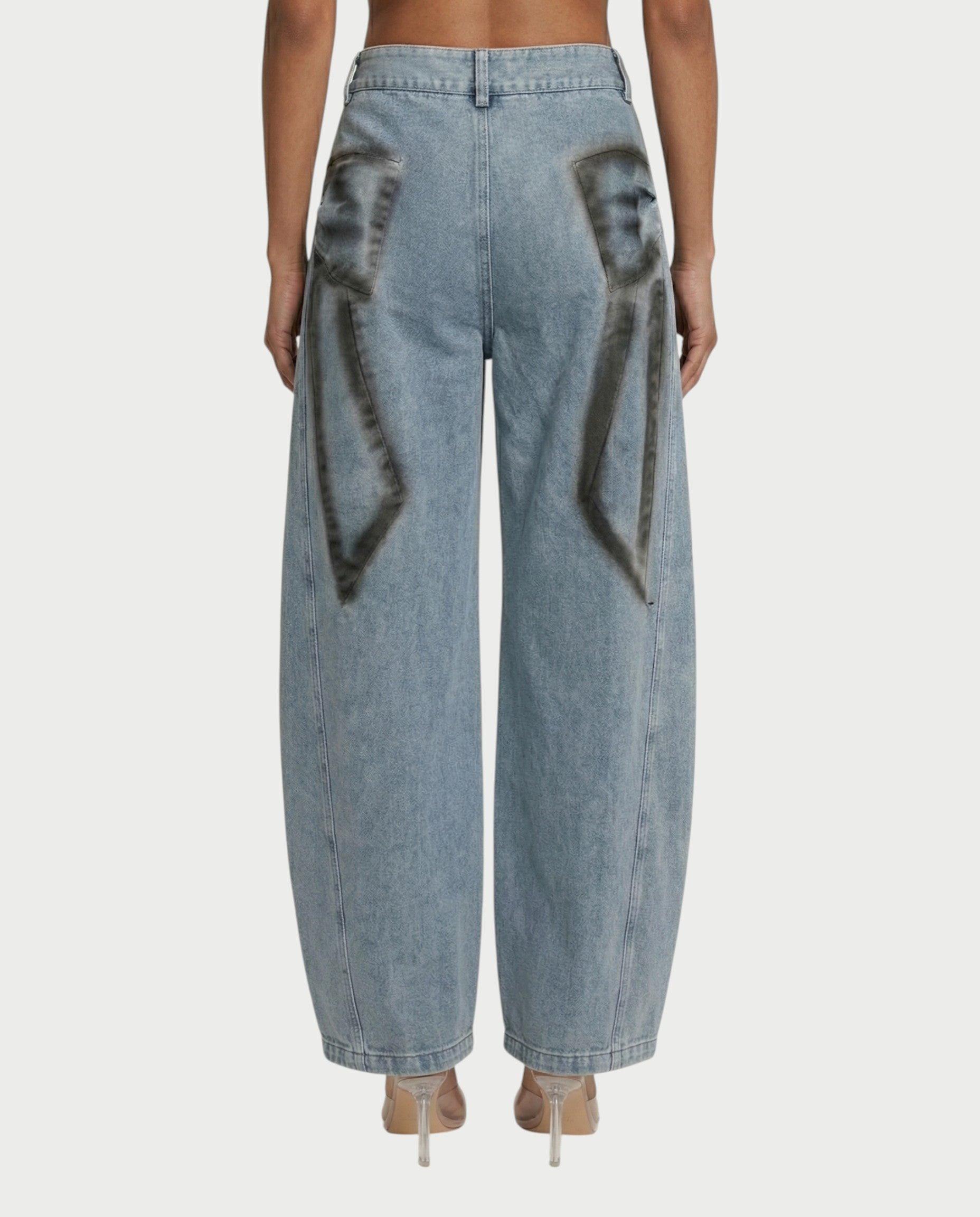 CALLIA Denim Tie Jacket & Wide-Leg Pants Set