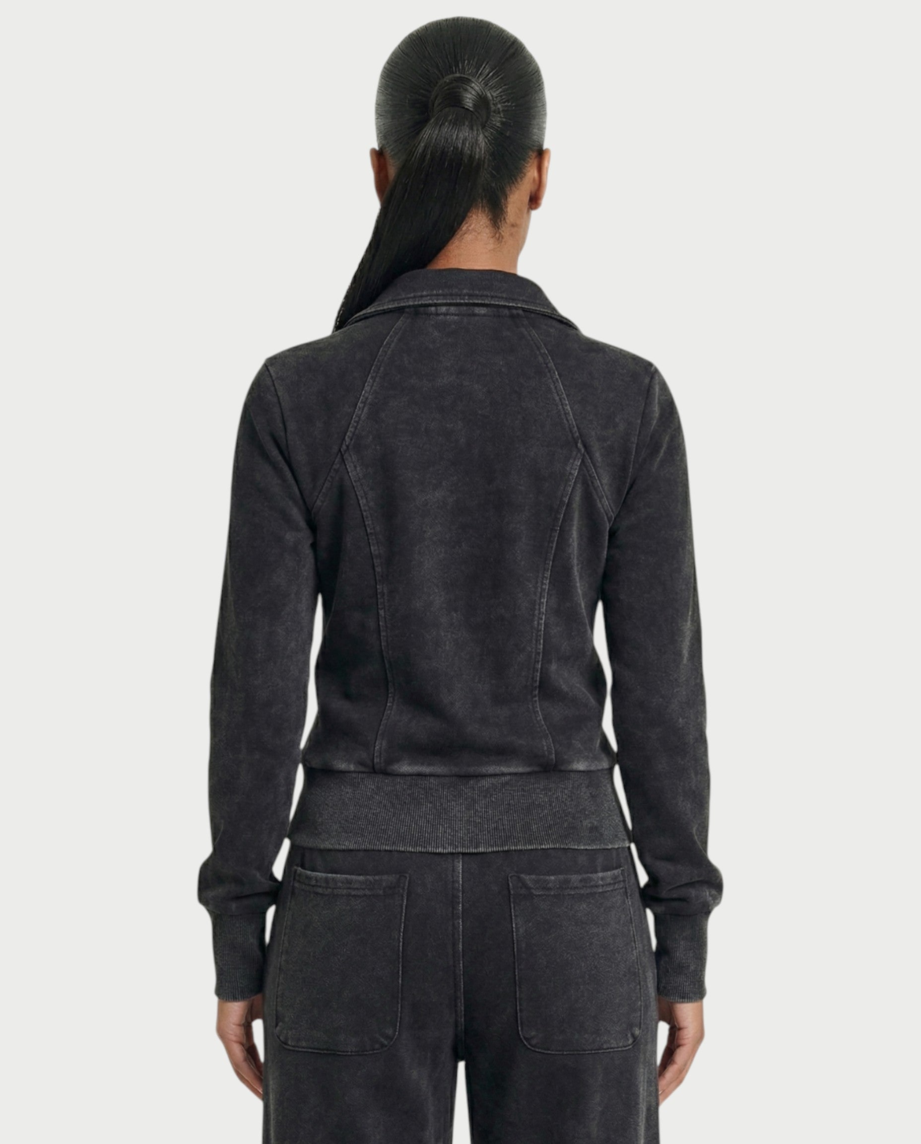 ASHINA Washed Zip-Up Jacket & Wide-Leg Drawstring Pants Set