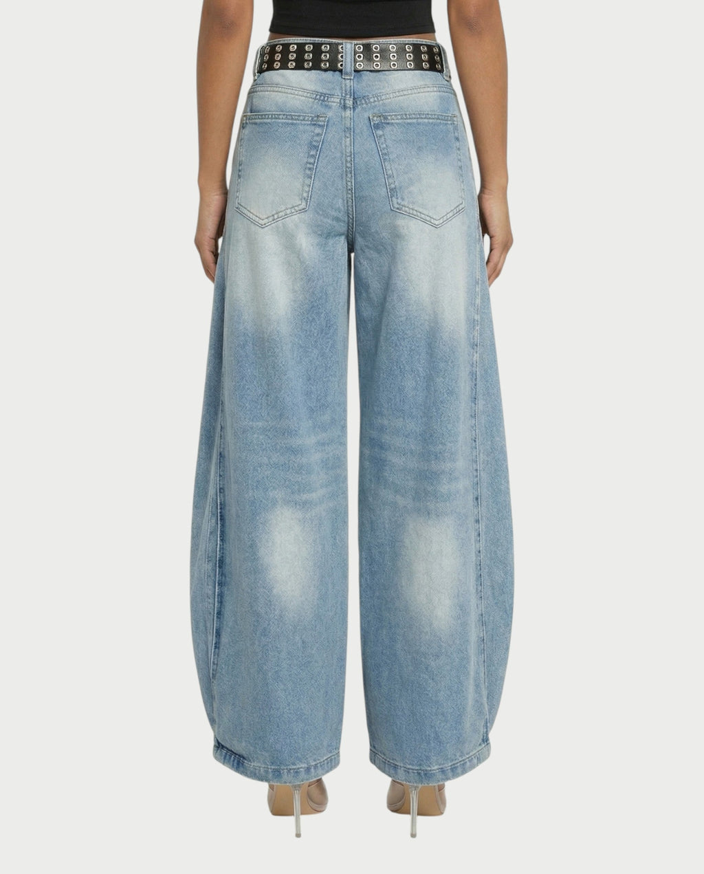 YEMMA Belted Wide-Leg Denim Pants