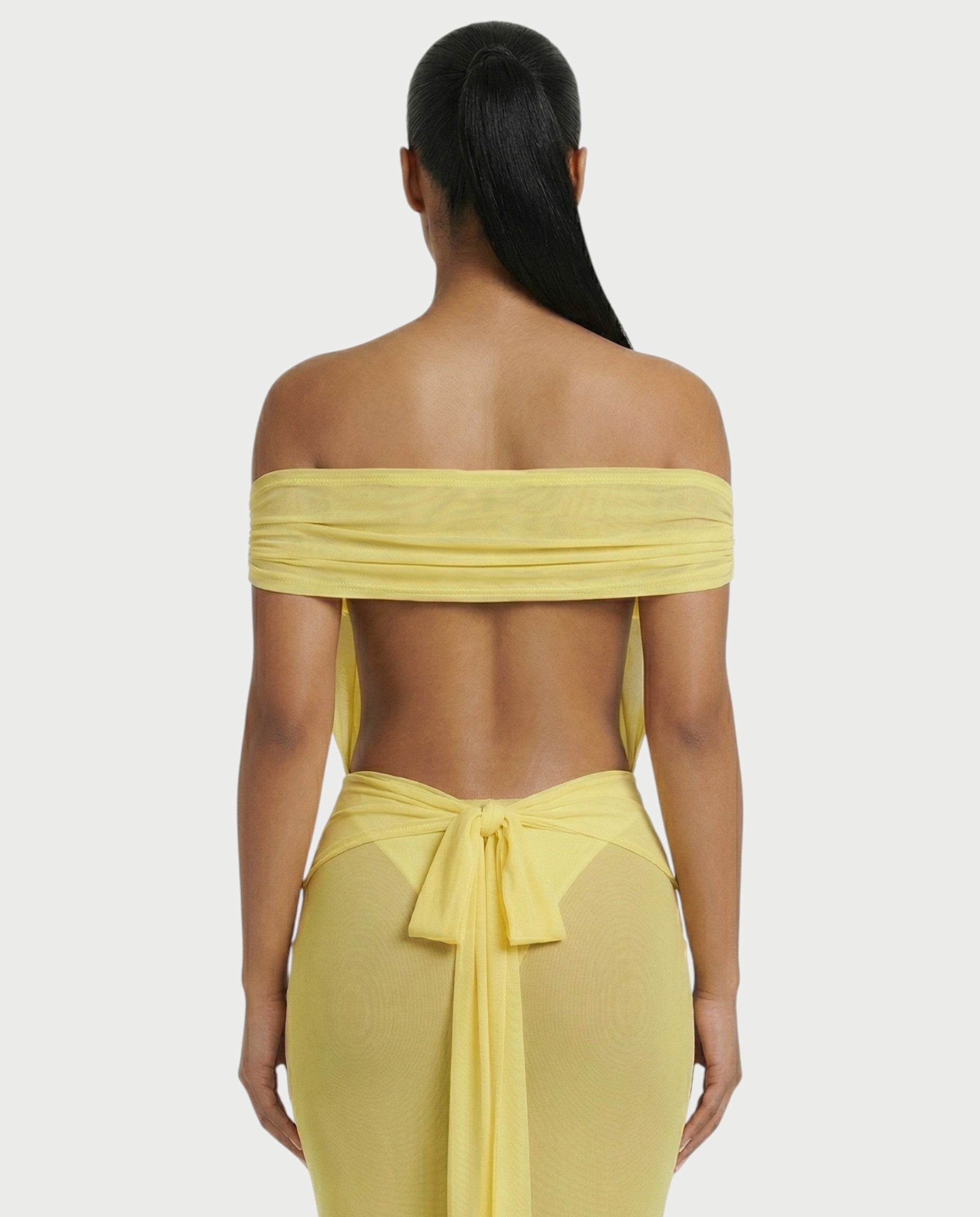 RISHA Sheer Off-Shoulder Bodycon Maxi Dress
