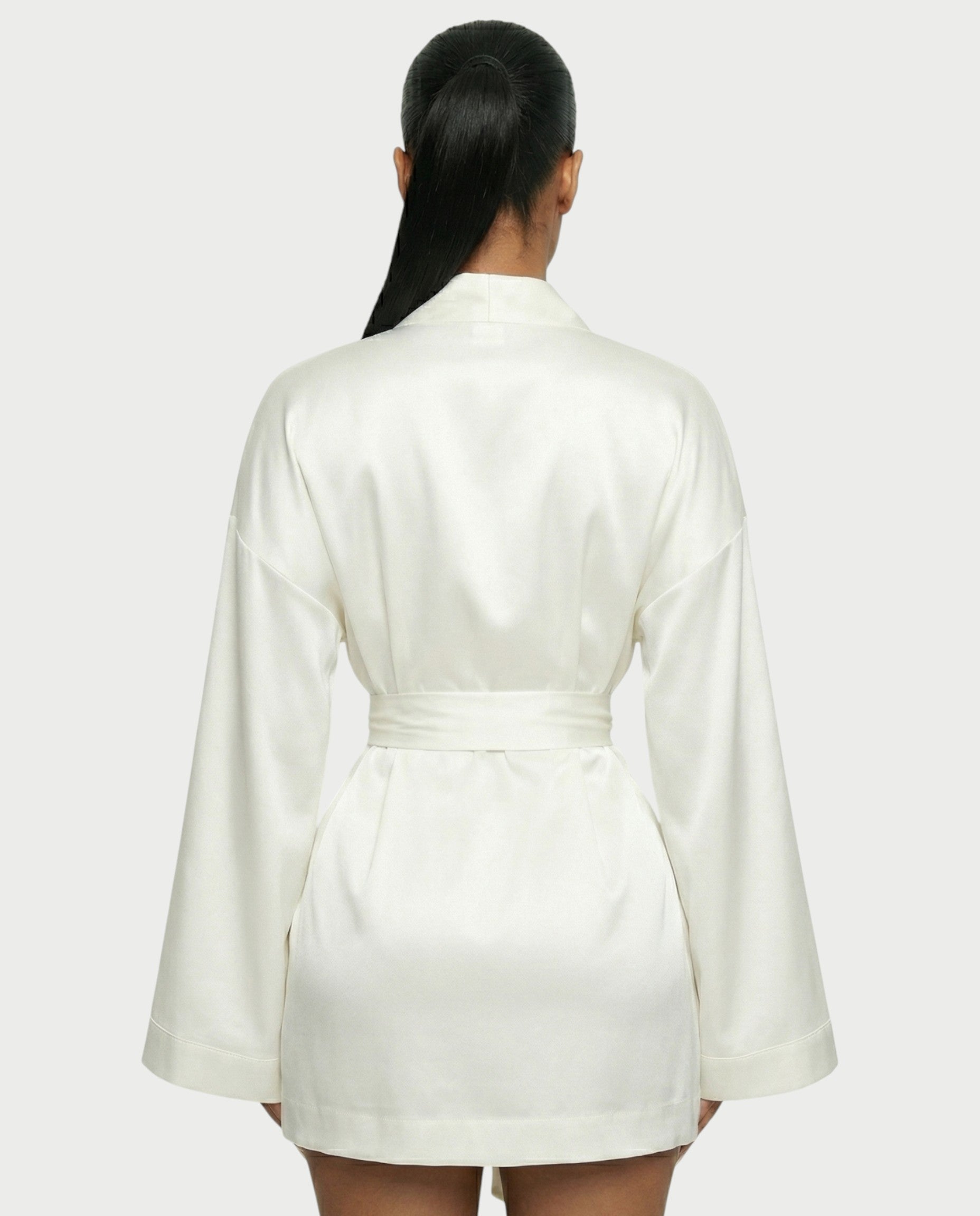ARISSE Satin Wrap-Tie Mini Dress