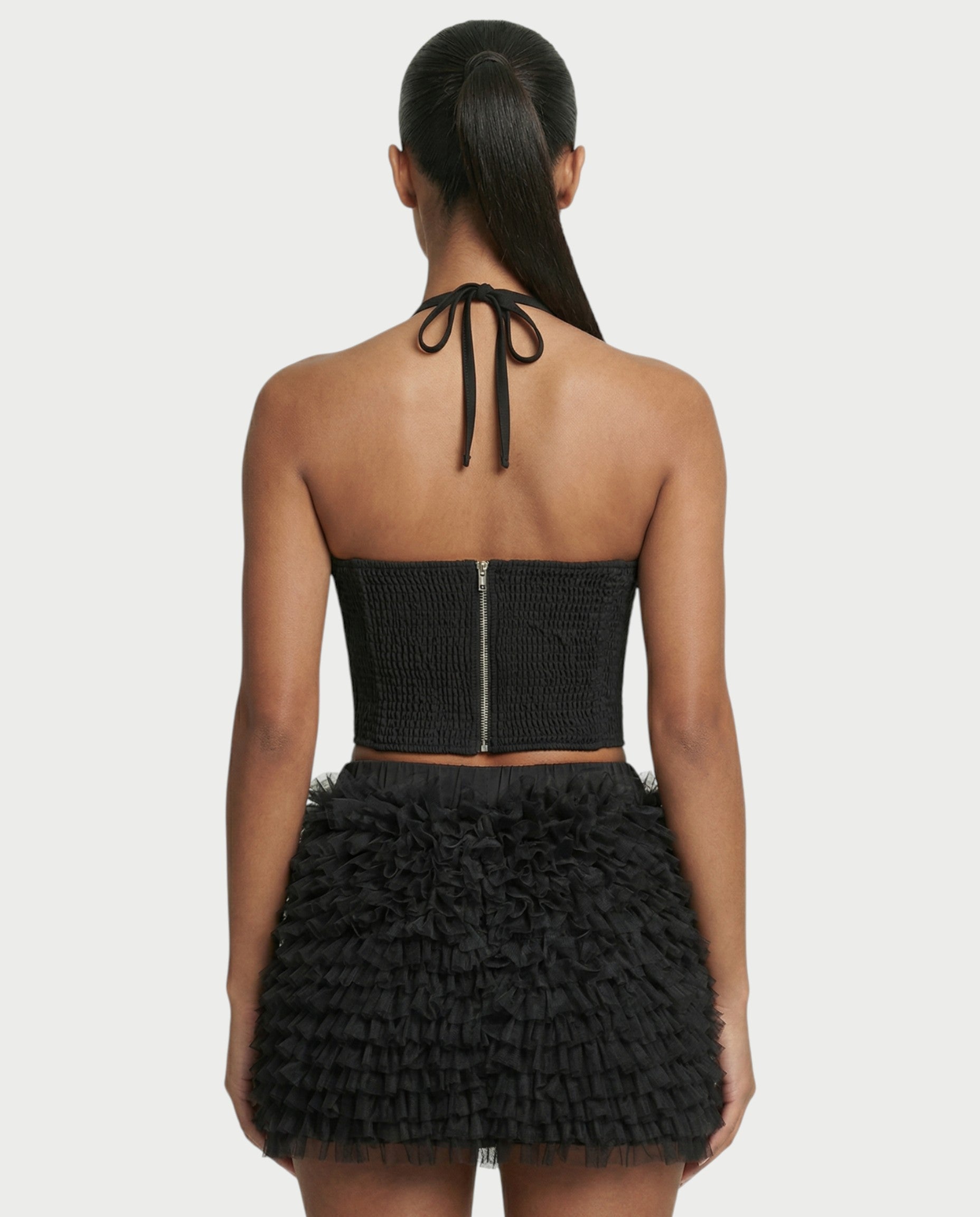 NIXIE Sequin Floral Corset Crop Top & Ruffle Skirt Set