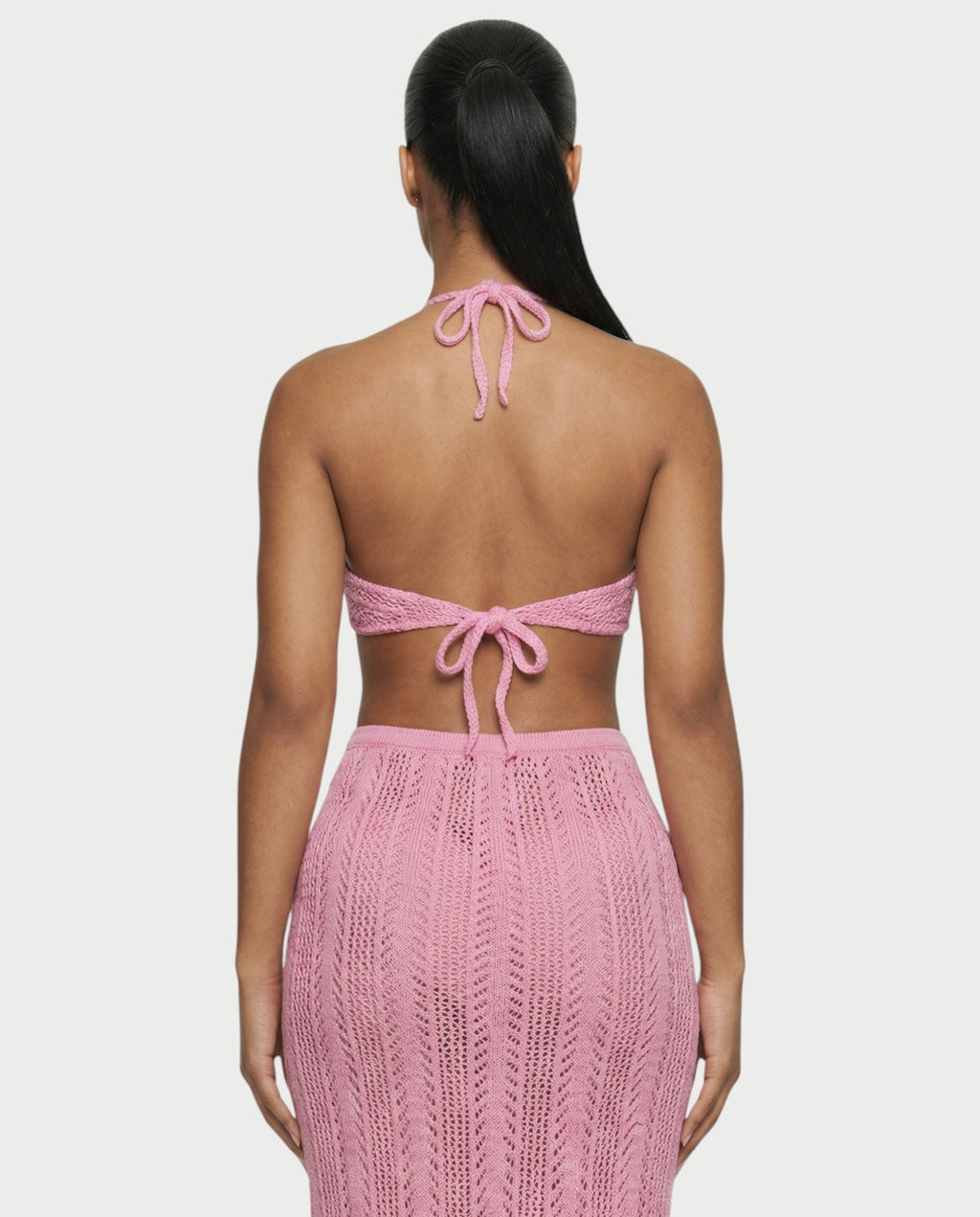 BERYN Crochet Rose Halter Top & Maxi Skirt Set