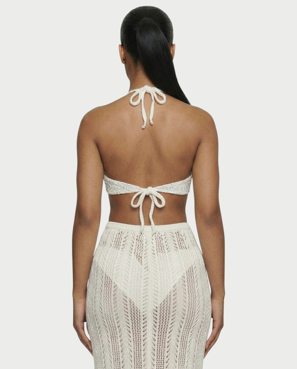 BERYN Crochet Rose Halter Top & Maxi Skirt Set