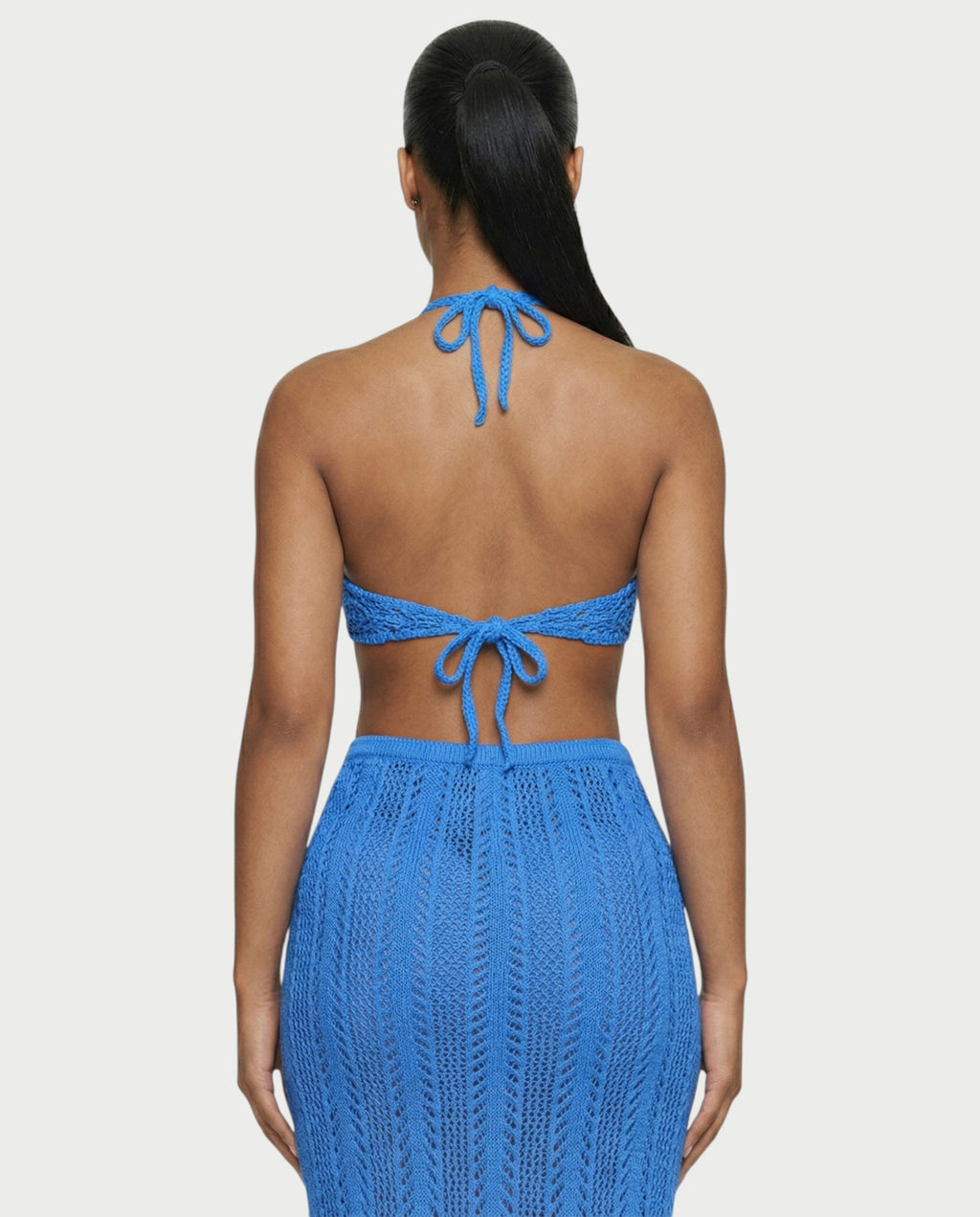 BERYN Crochet Rose Halter Top & Maxi Skirt Set