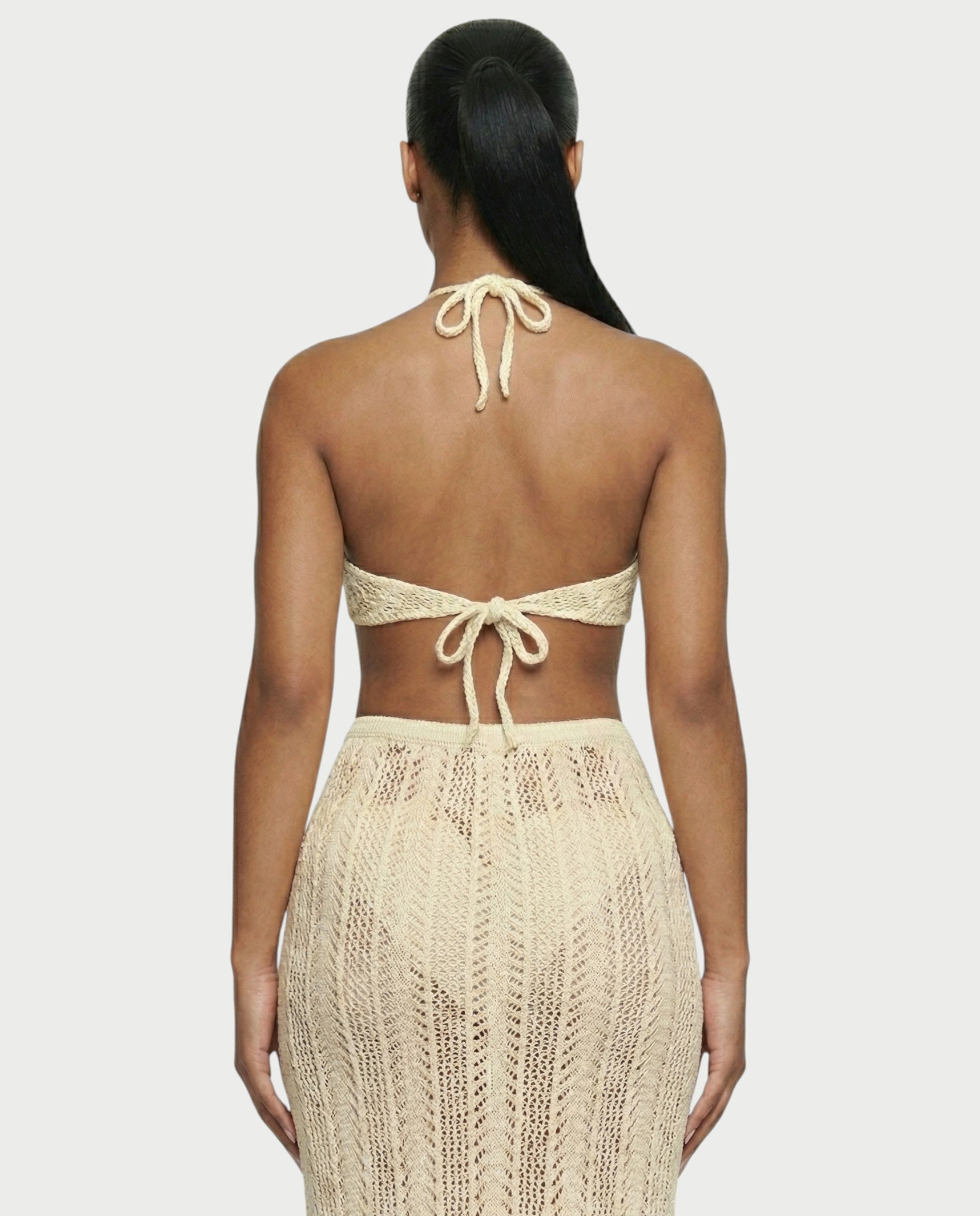BERYN Crochet Rose Halter Top & Maxi Skirt Set