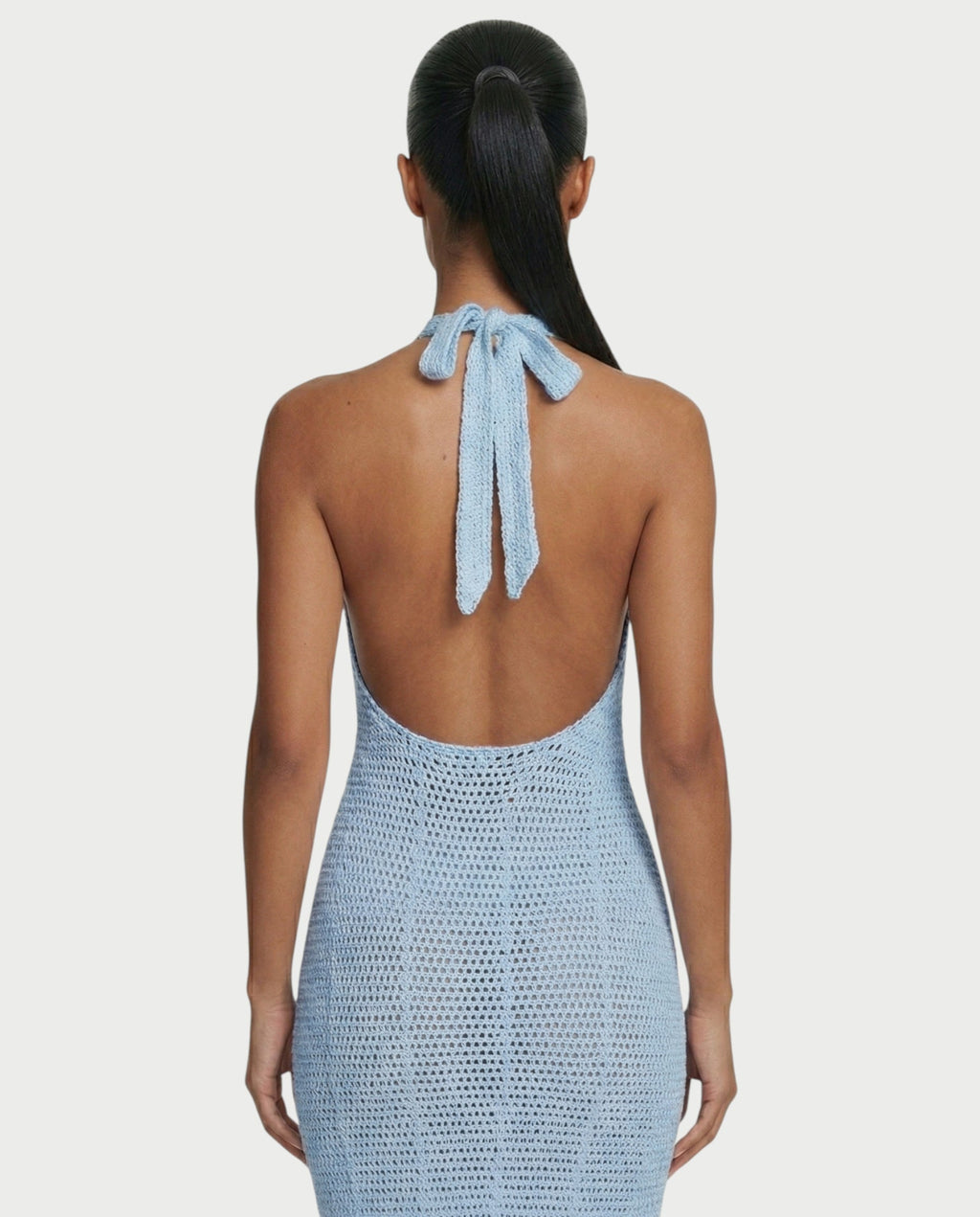 CESIA Crochet Backless Floral Appliqué Maxi Dress
