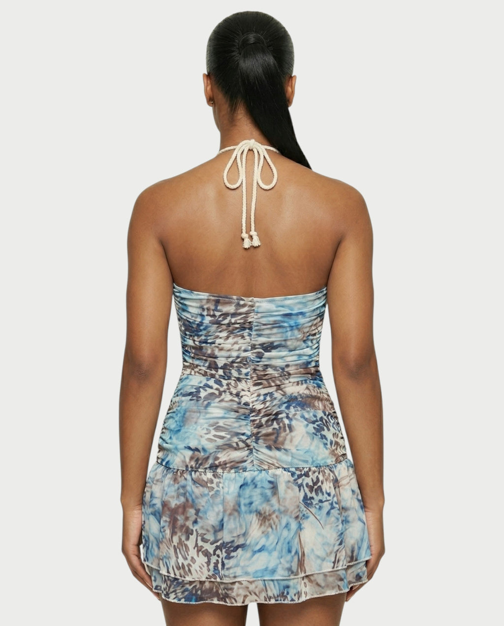 ENARA Sequin Ruched Cutout Bodycon Mini Dress