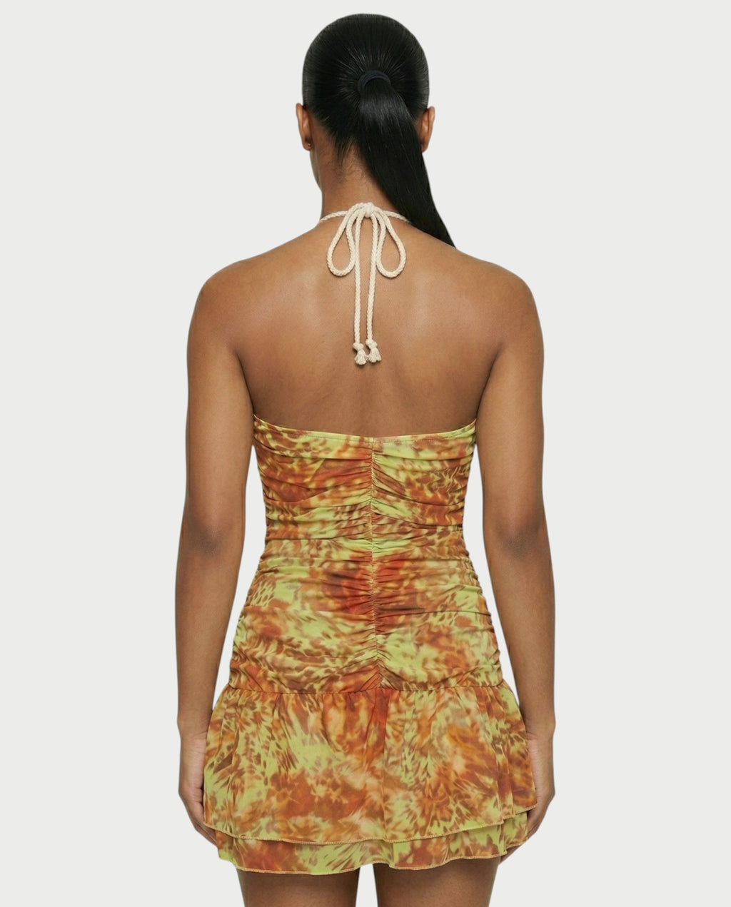 ENARA Sequin Ruched Cutout Bodycon Mini Dress