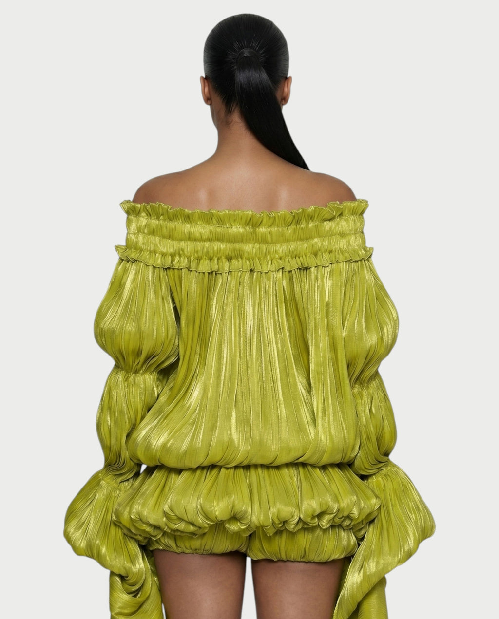 MORYA Off-Shoulder Ruffle Sheer Sleeve Mini Dress