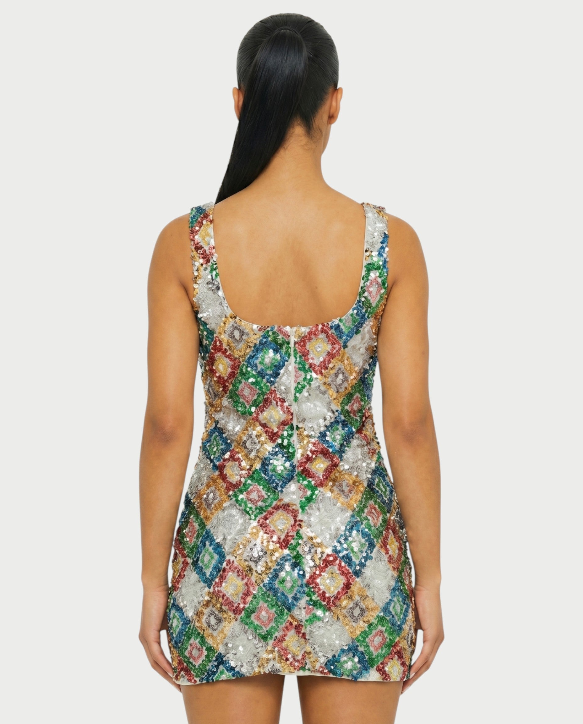 RISANA Sequin Diamond Bodycon Mini Dress