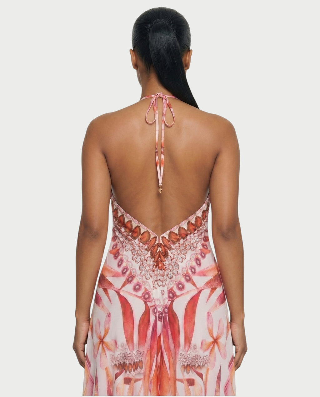ARCIA Floral Ombre Flowing Halter Maxi Dress