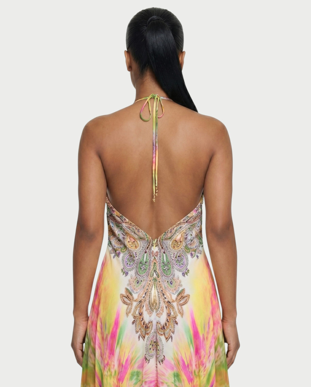 LEIRA Paisley Gradient Flowing Halter Maxi Dress