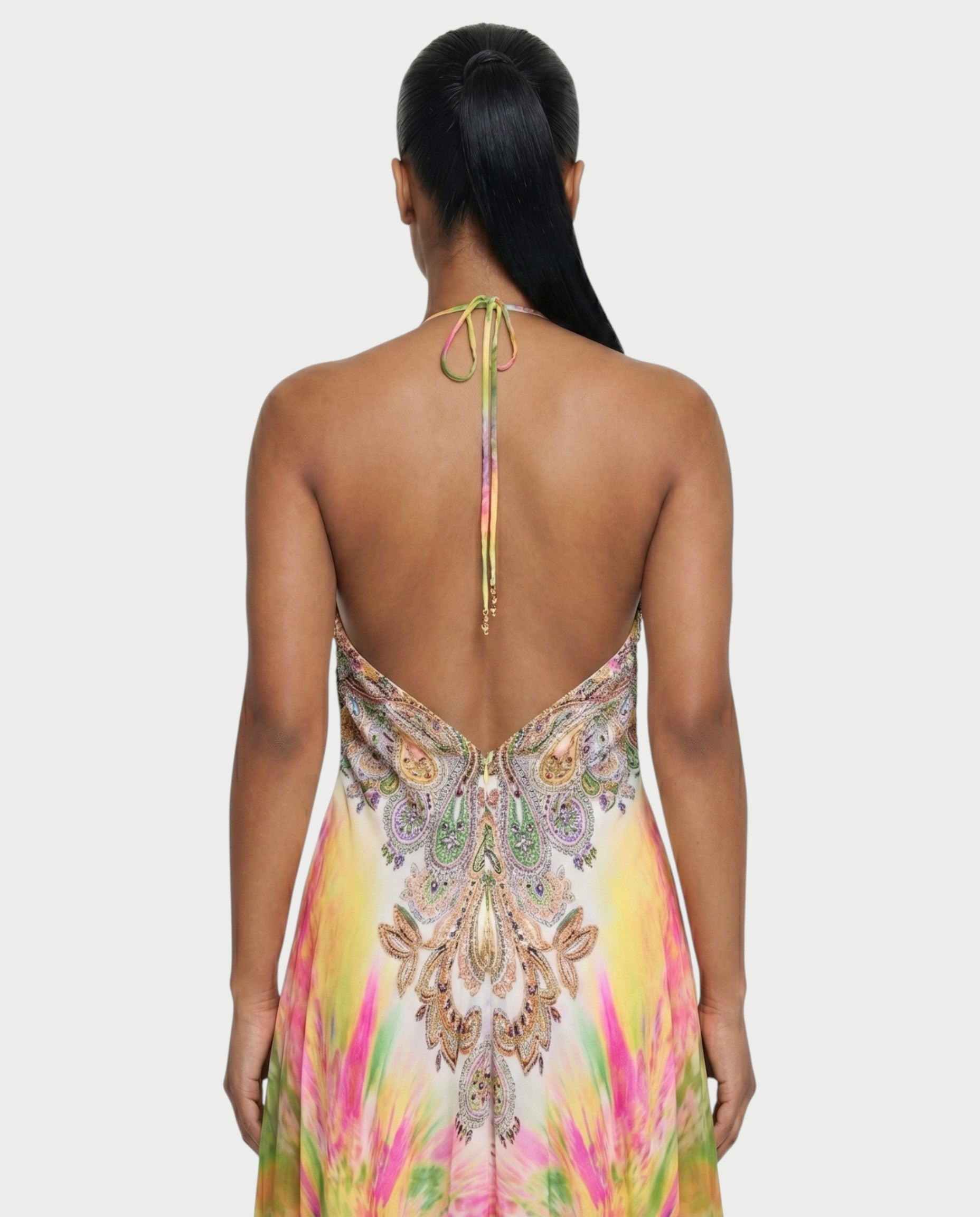 LEIRA Paisley Gradient Flowing Halter Maxi Dress
