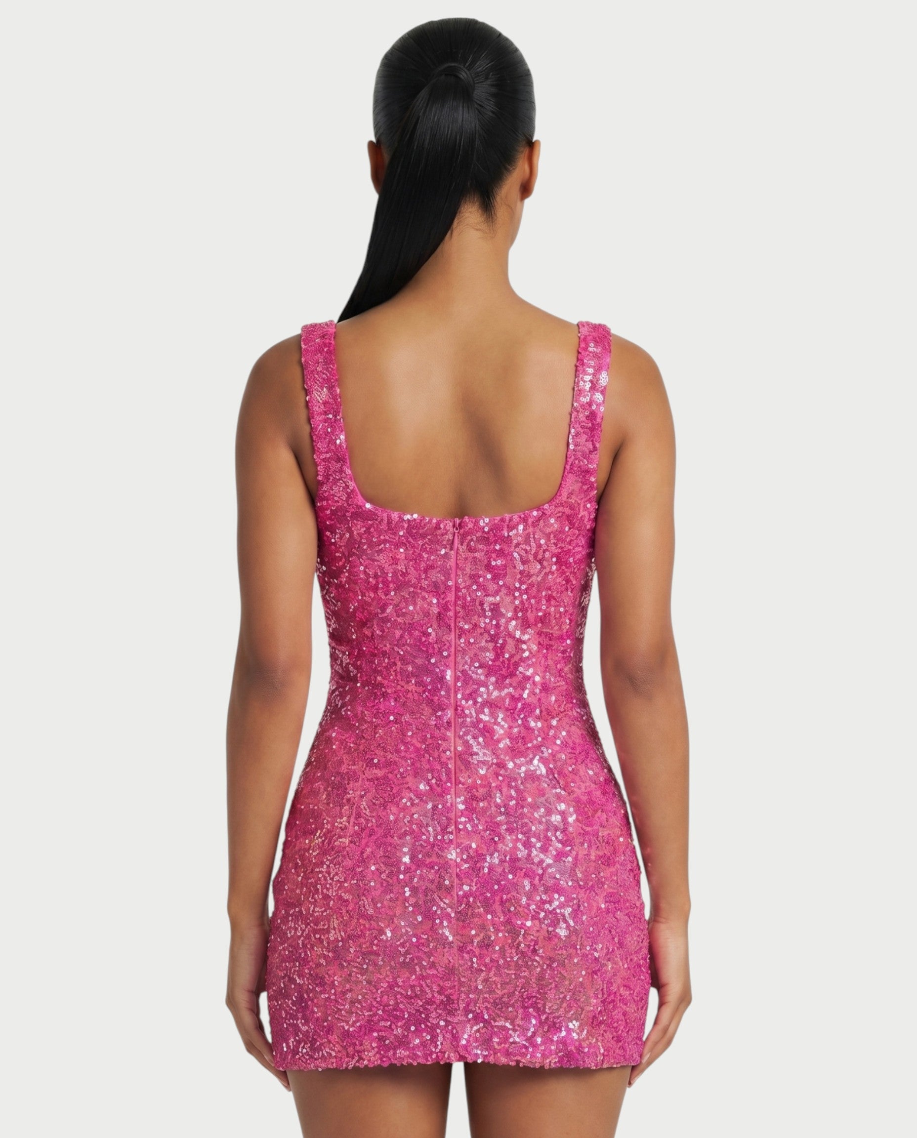 ABELA Sequin Scoop Neck Bodycon Mini Dress