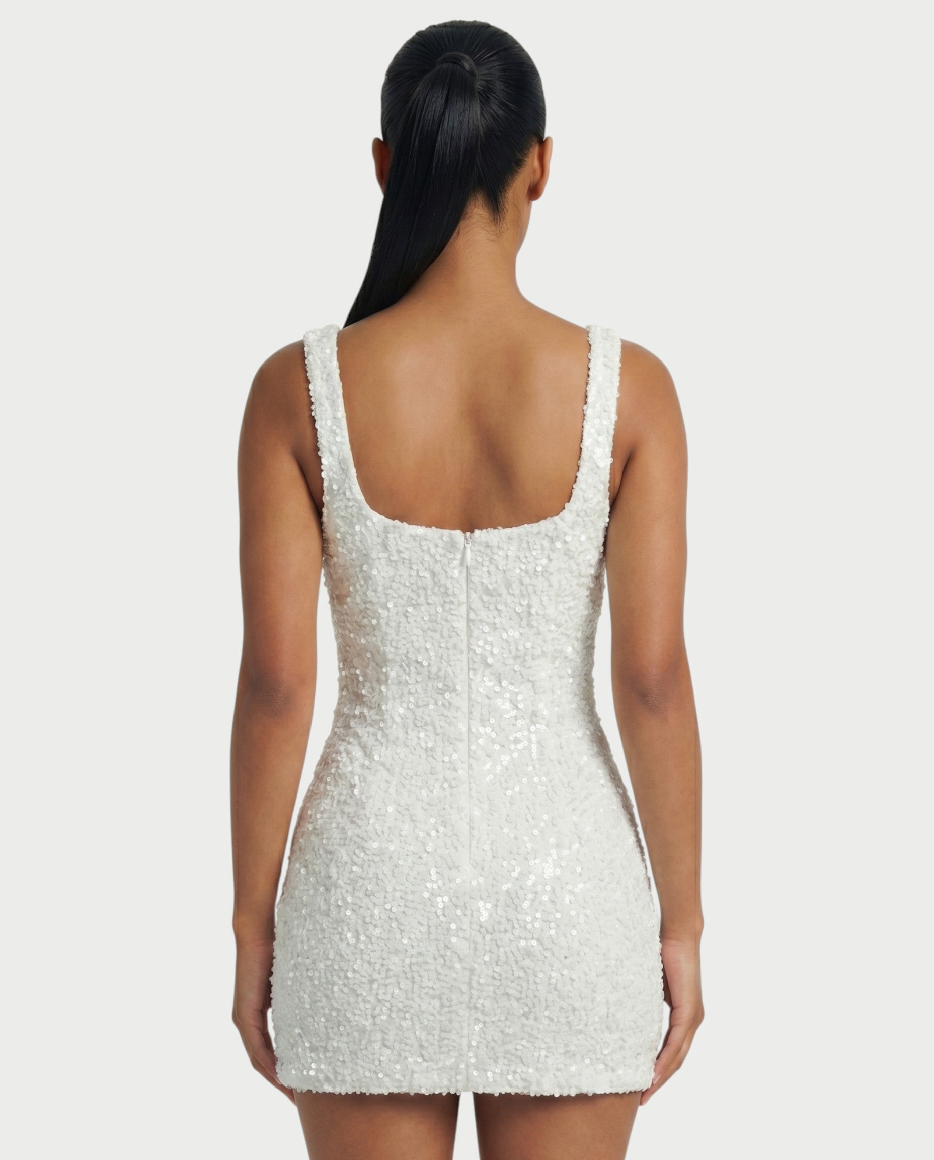 ABELA Sequin Scoop Neck Bodycon Mini Dress