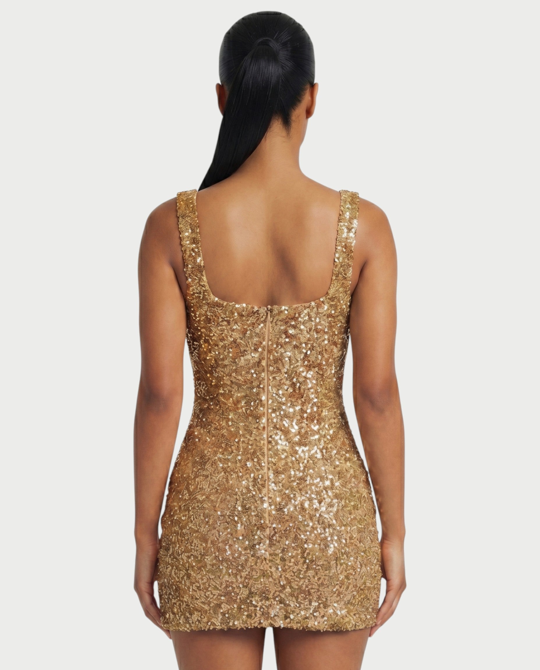 ABELA Sequin Scoop Neck Bodycon Mini Dress