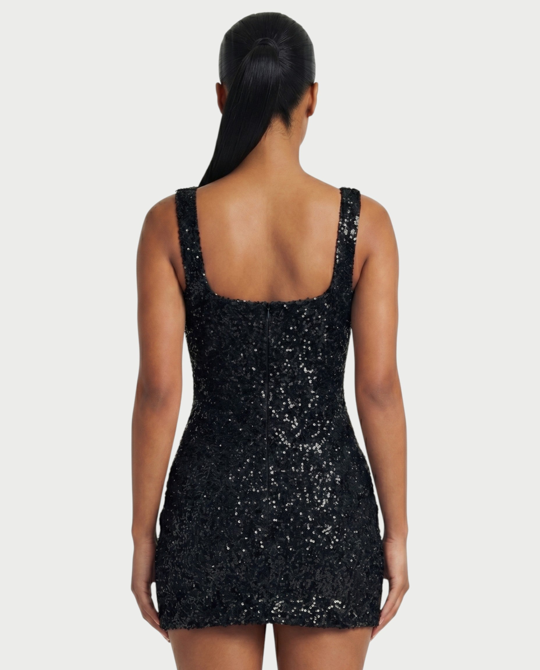 ABELA Sequin Scoop Neck Bodycon Mini Dress