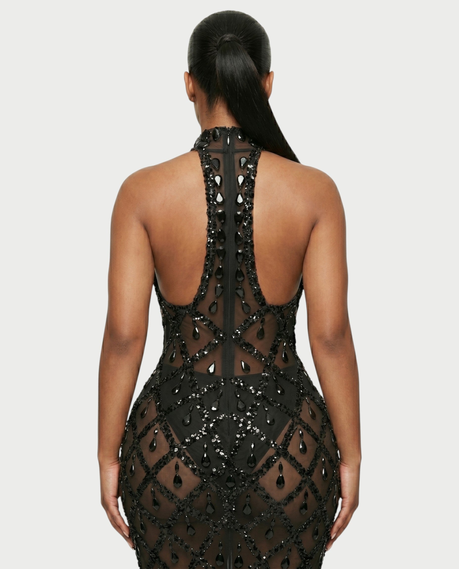 HOPE High Neck Tear Drop Rhinestone Maxi Dress