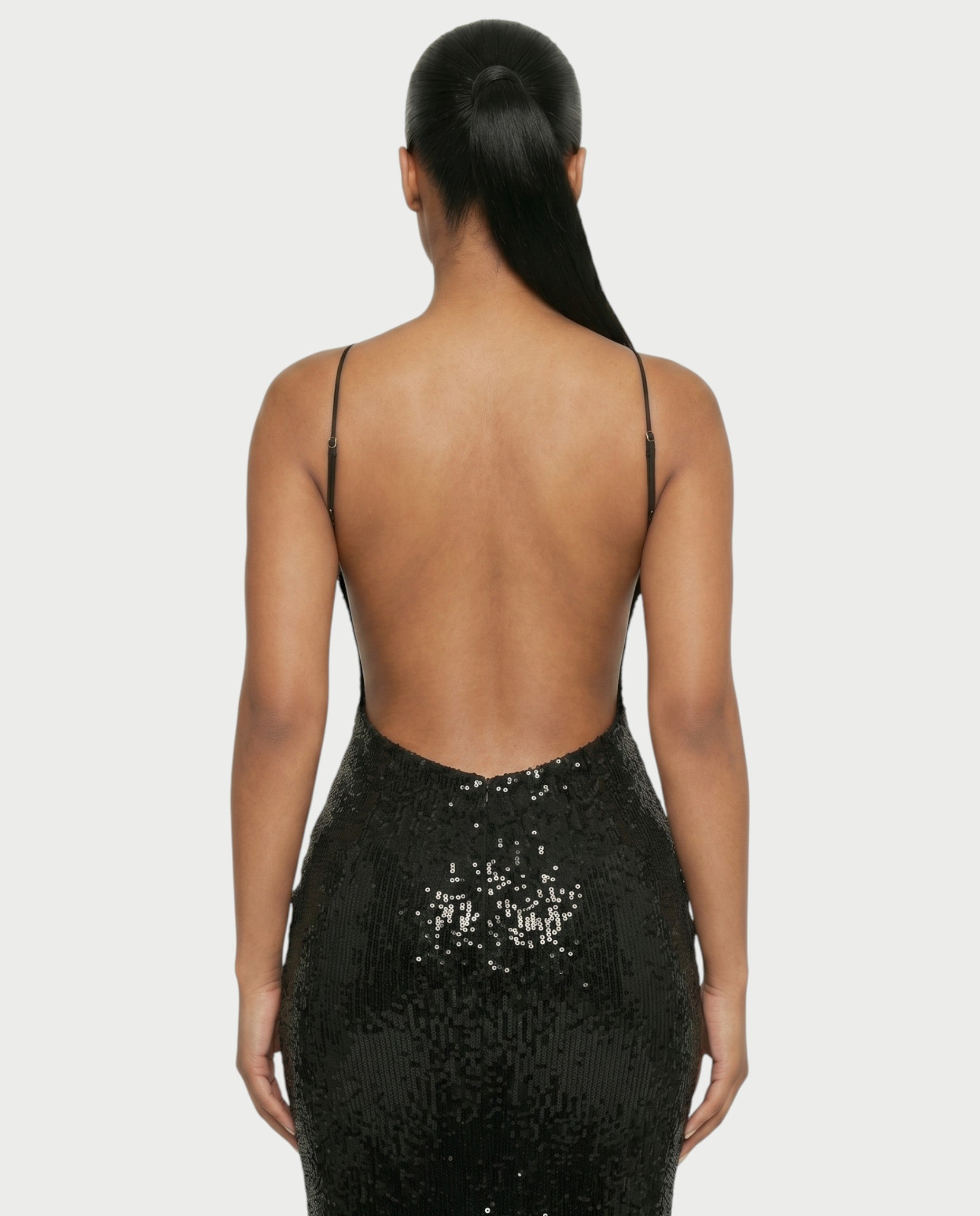 DELYA Sequin Backless Maxi Dress