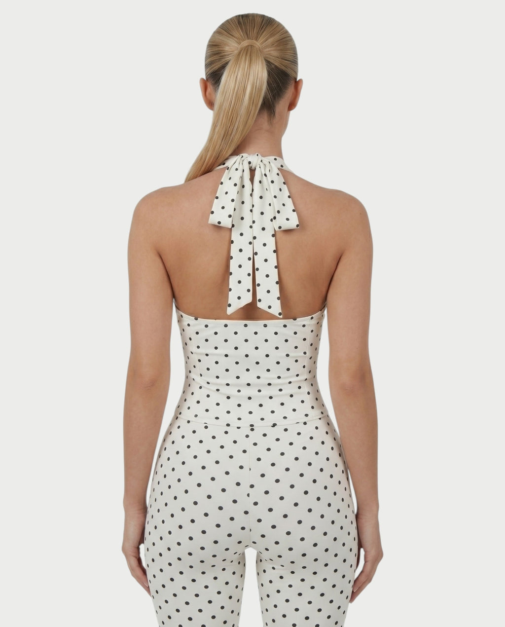 AVINYA Polka Dot Halter Top & Capri Pants Set
