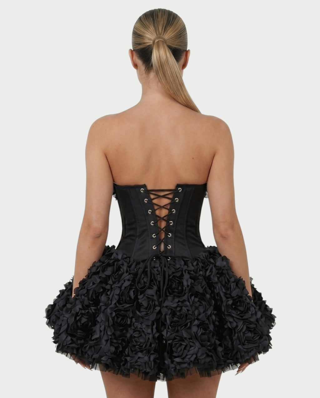 LONEYA Floral Strapless Ruffle Mini Dress