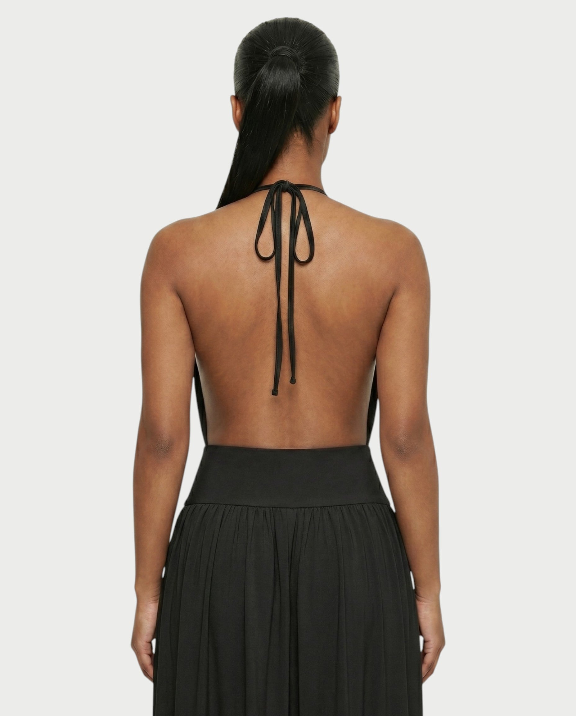 HINAYA Backless Halter High Slit Maxi Dress