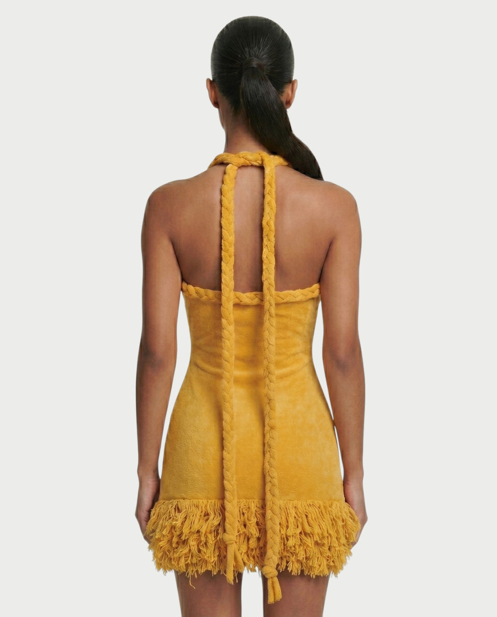 SERALYN Braided Tassel Hem Mini Dress