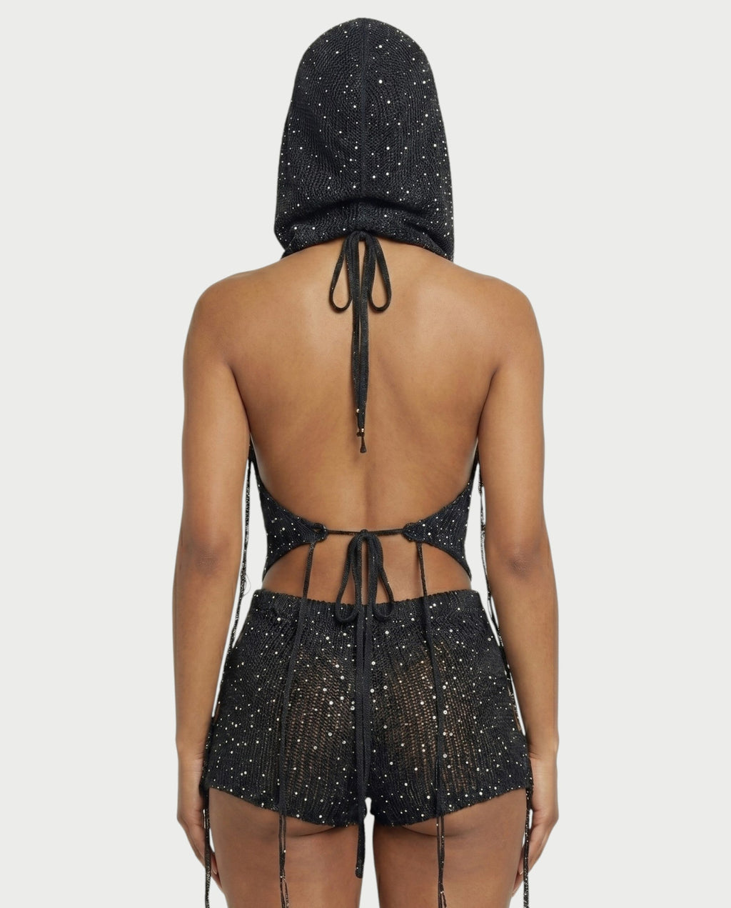 ZELISSE 3-Piece Halter Top, Shorts & Hooded Scarf Set