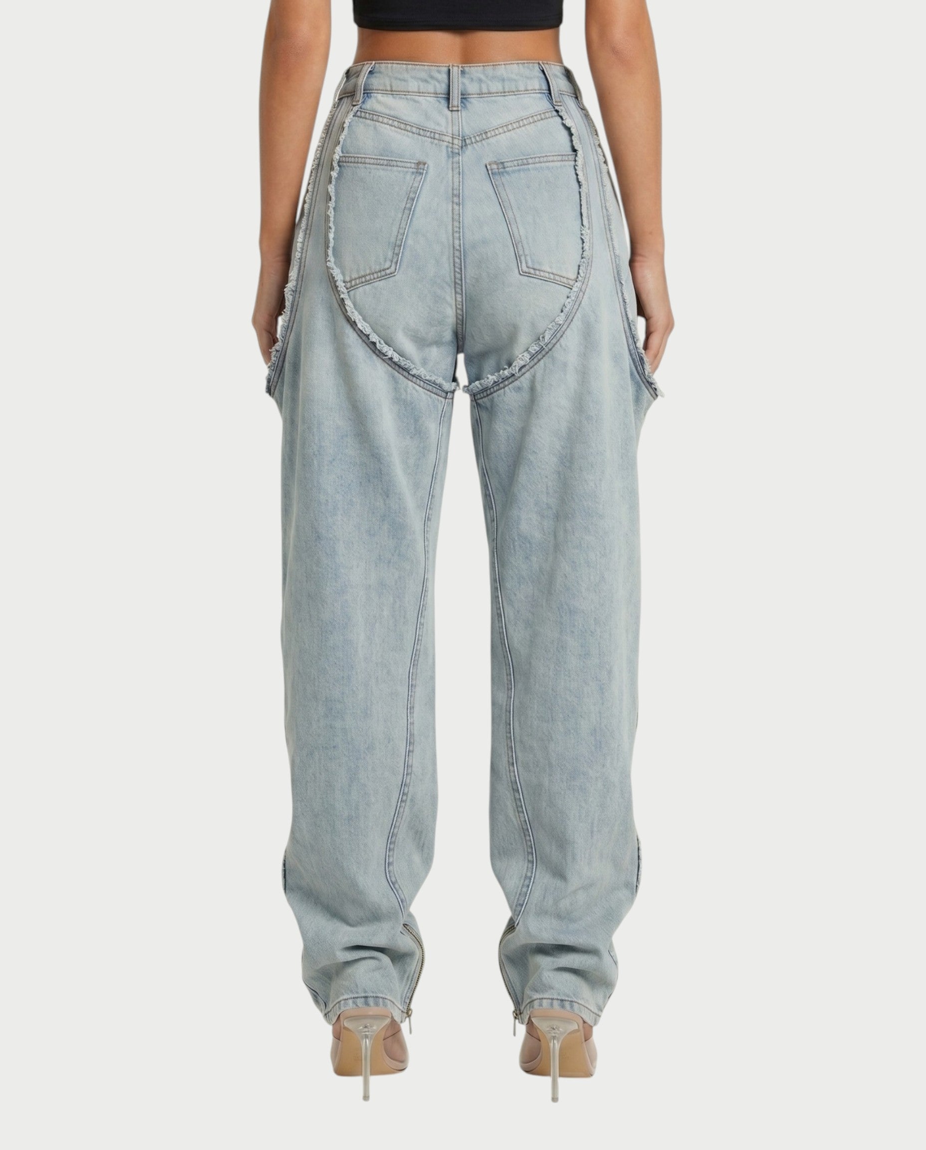 NAMI Distressed Denim Chaps Pants